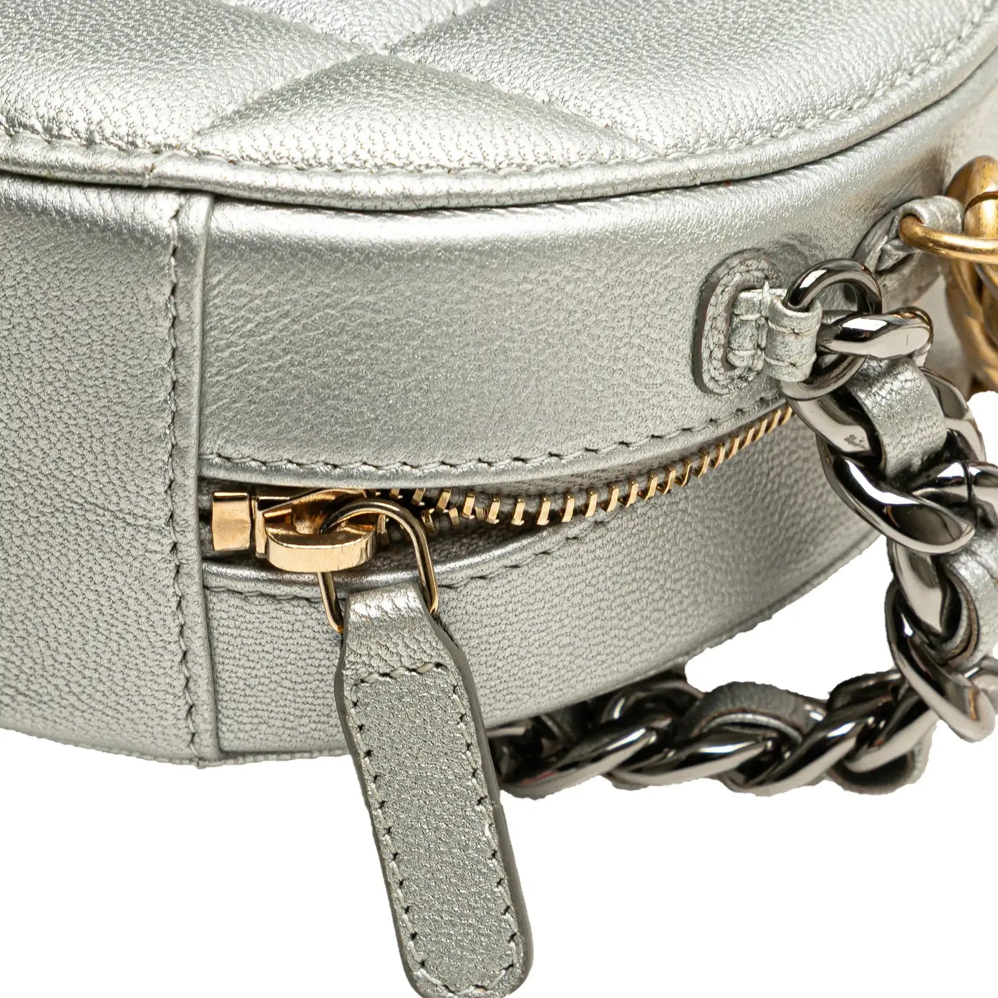 Chanel Metallic Lambskin 19 Round Clutch with Chain