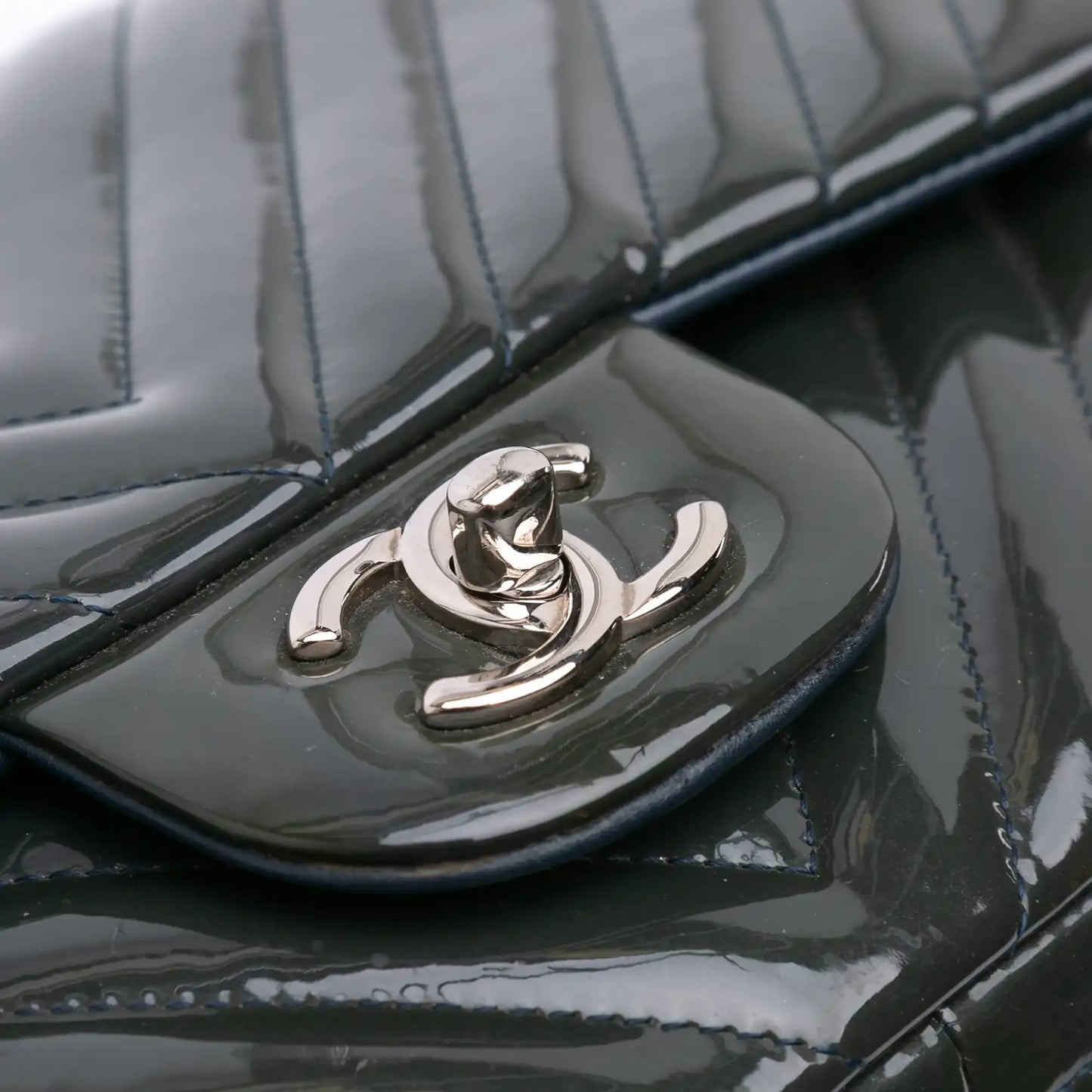 Chanel Jumbo Classic Chevron Patent Double Flap