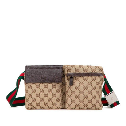 Gucci GG Canvas Web Double Pocket Belt Bag