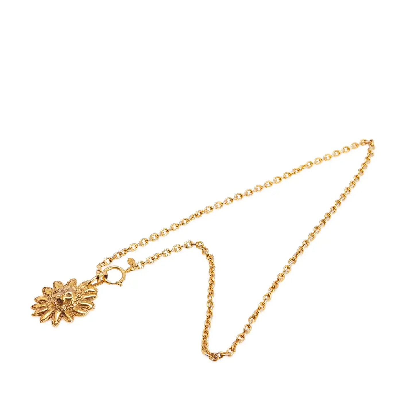 Chanel Gold Plated Leo Lion Sun Medallion Necklace