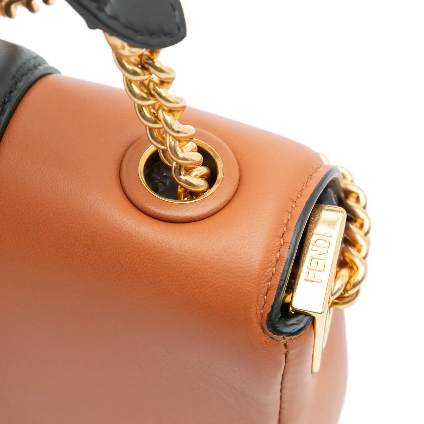 Fendi Mini Bicolor Nappa Apolo Chain Baguette Shoulder Bag