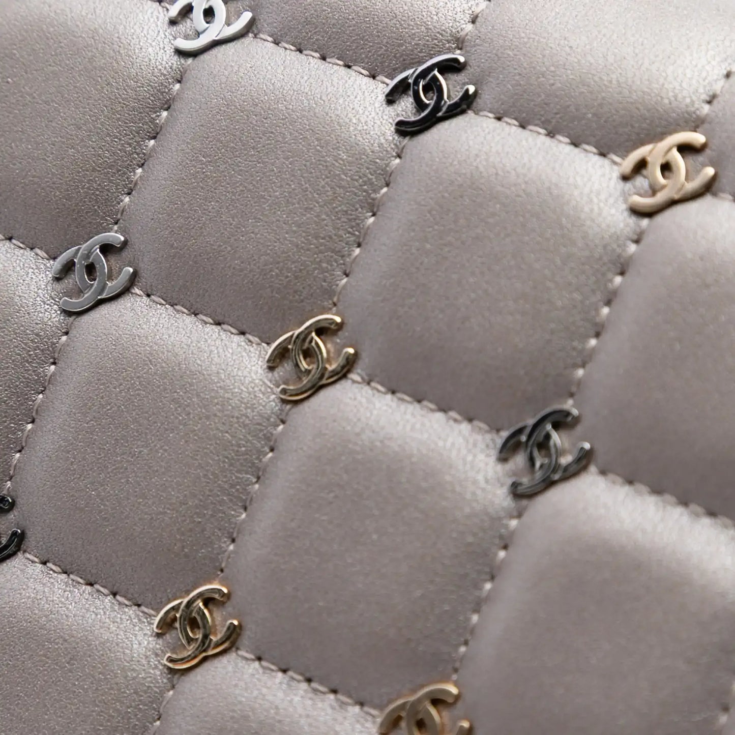 Chanel Small Lambskin Chocolate Bar CC Piercing Studded Chain Flap