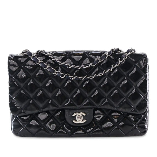 Chanel Jumbo Quilted Patent 3 Compartment Flap
