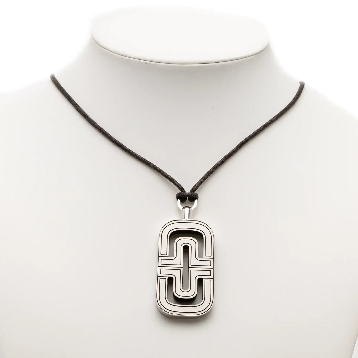 Bvlgari Sterling Silver and Leather Parentesi Pendant Necklace