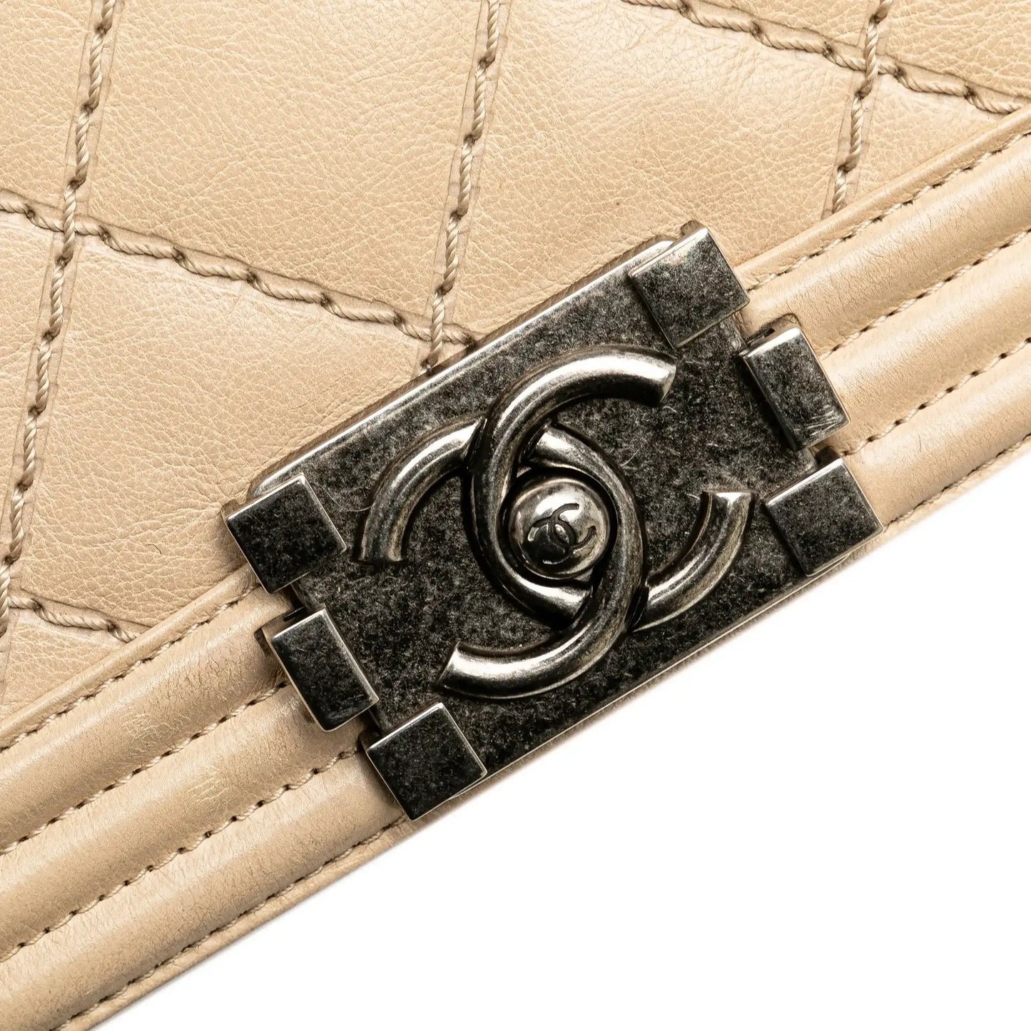 Chanel Old Medium Aged Calfskin Double Stitch Boy Flap