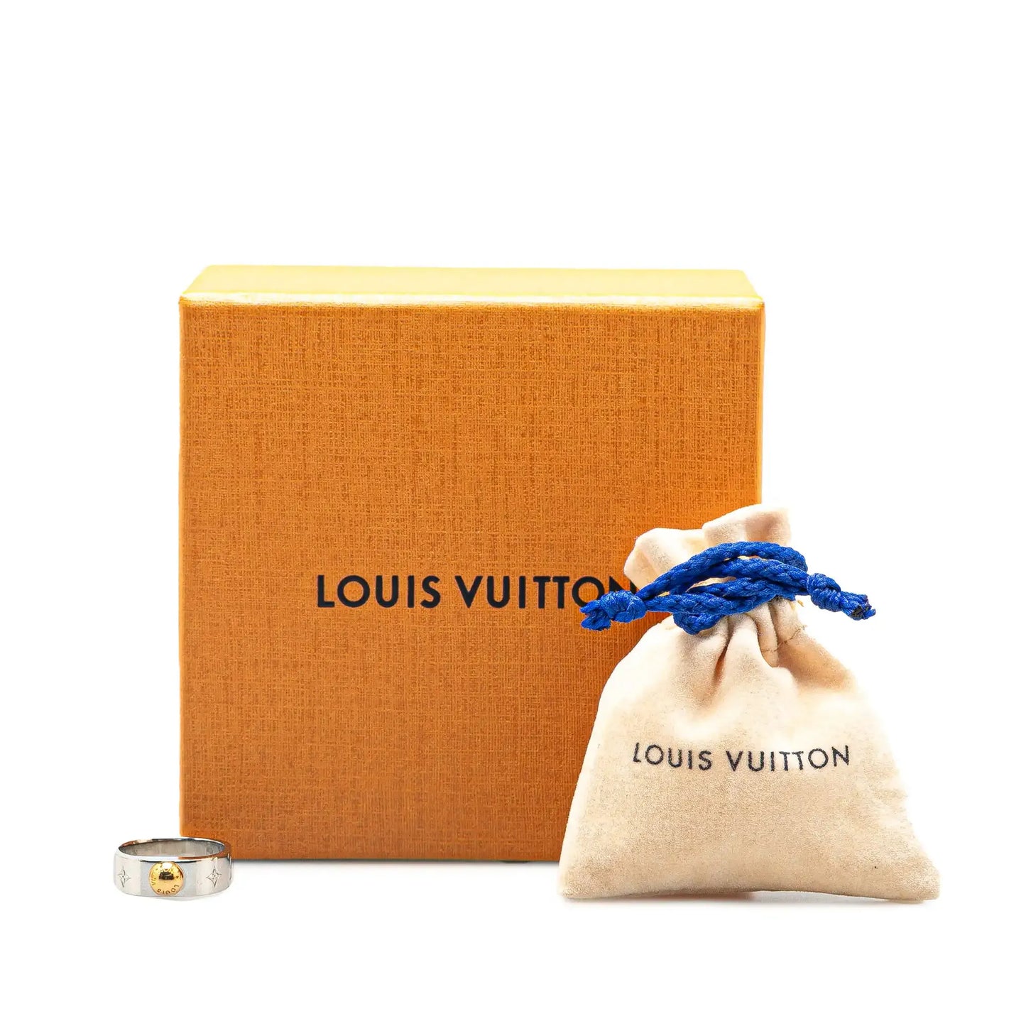 Louis Vuitton Silver Tone Nanogram Ring