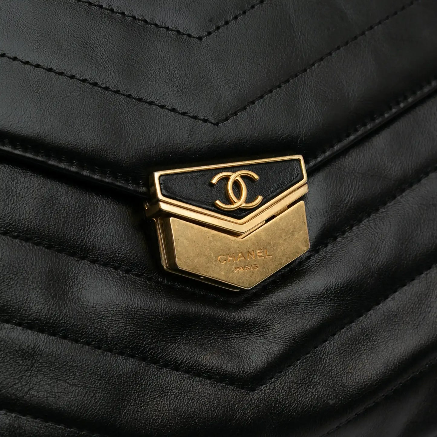 Chanel Paris Hamburg Chevron Lambskin Clutch