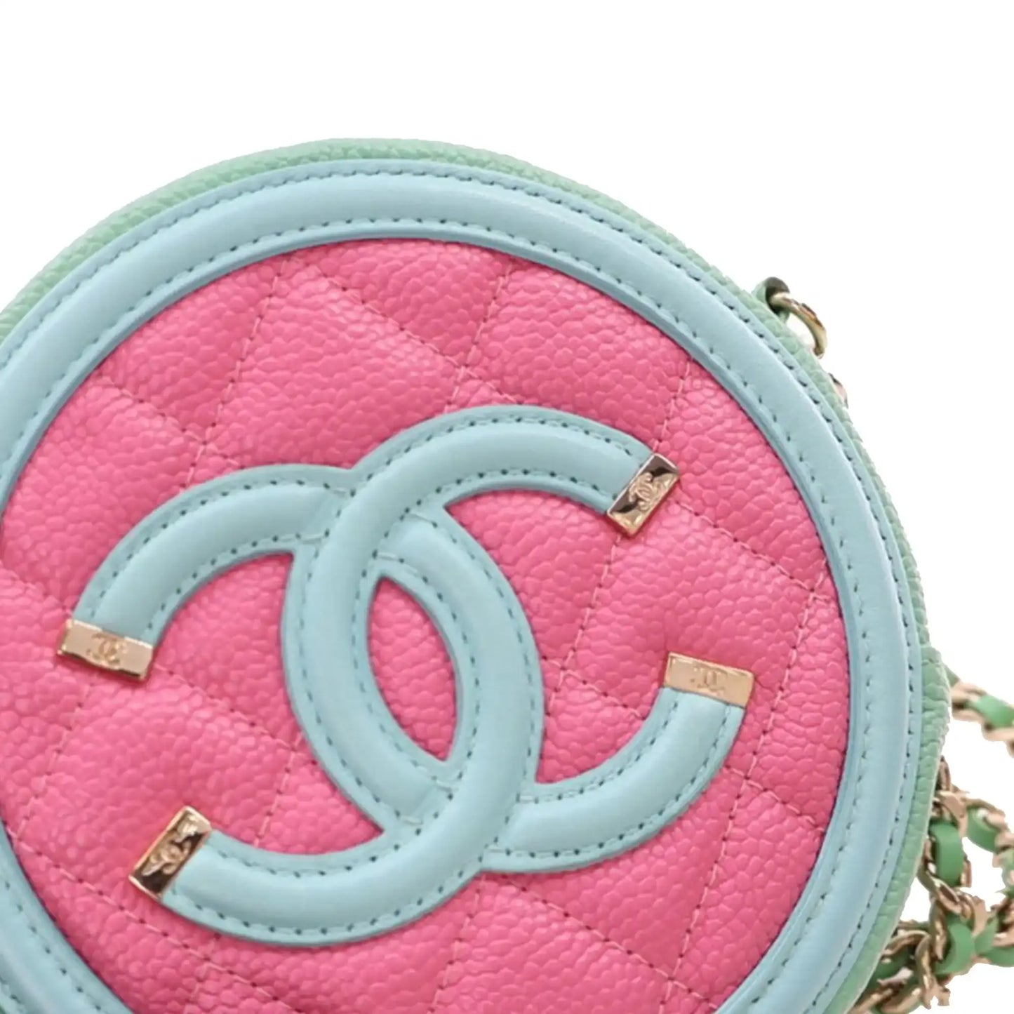 Chanel Tricolor Caviar CC Filigree Round Crossbody
