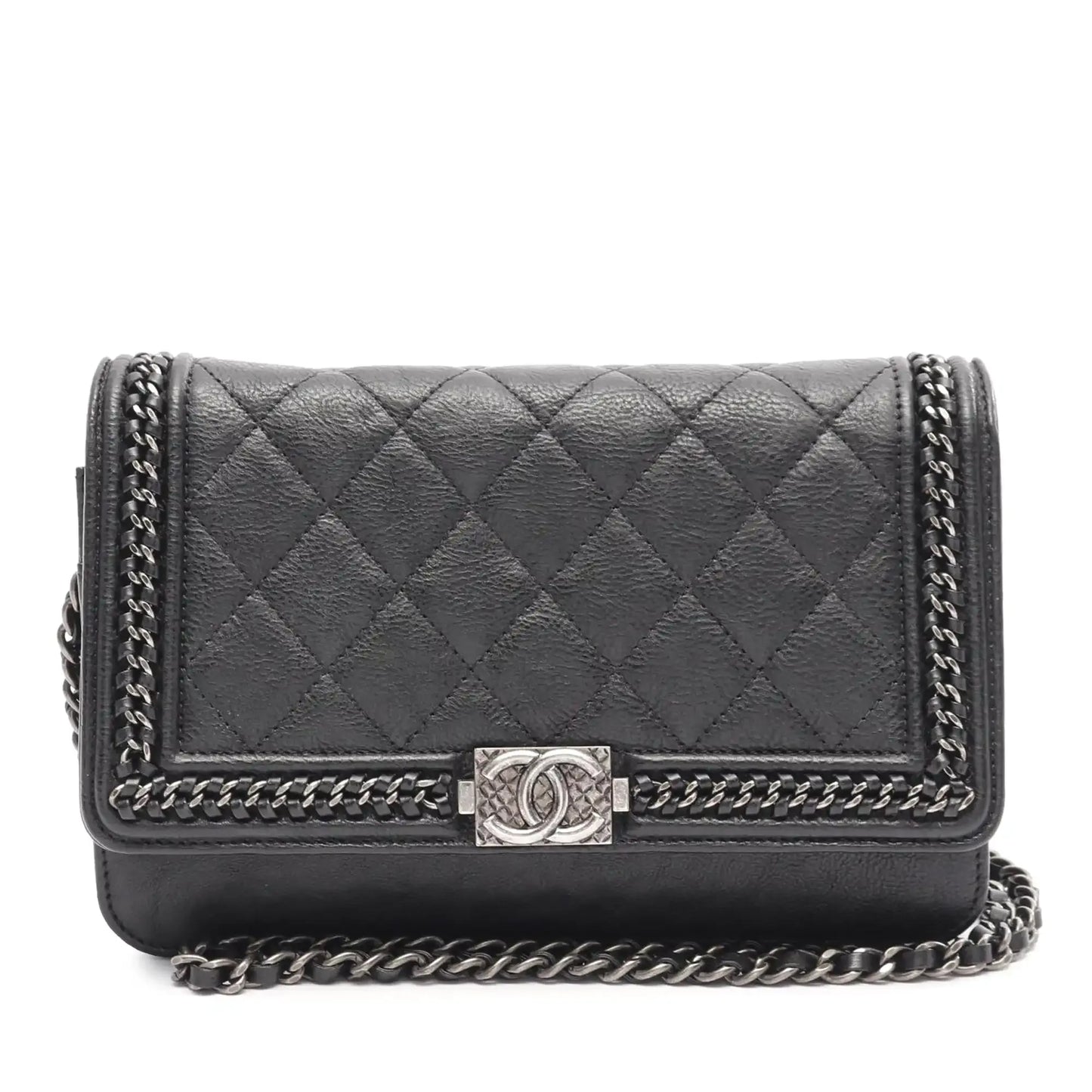 Chanel Quilted Calfskin Chain Around Boy Wallet On Chain