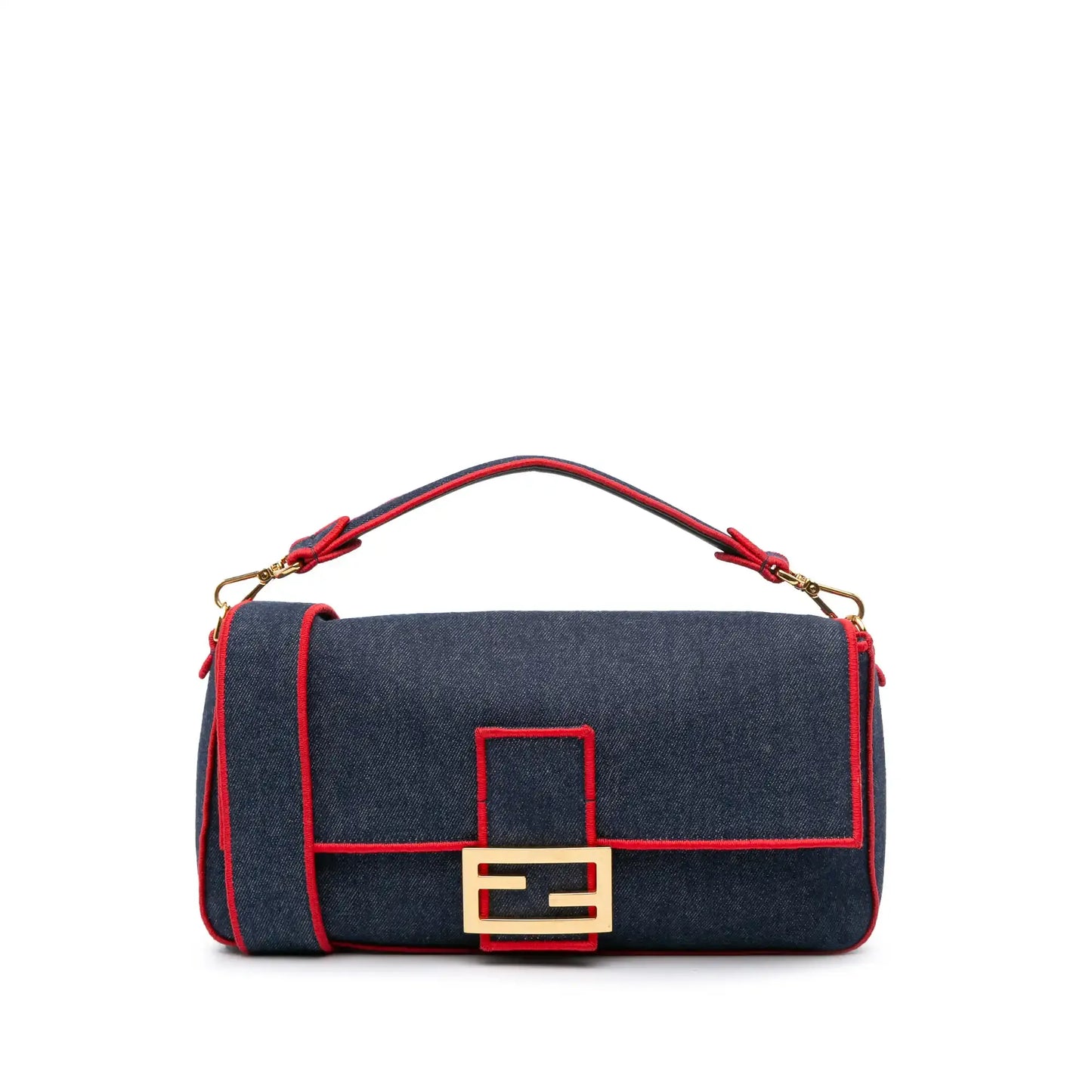 Fendi Large Denim Baguette Satchel