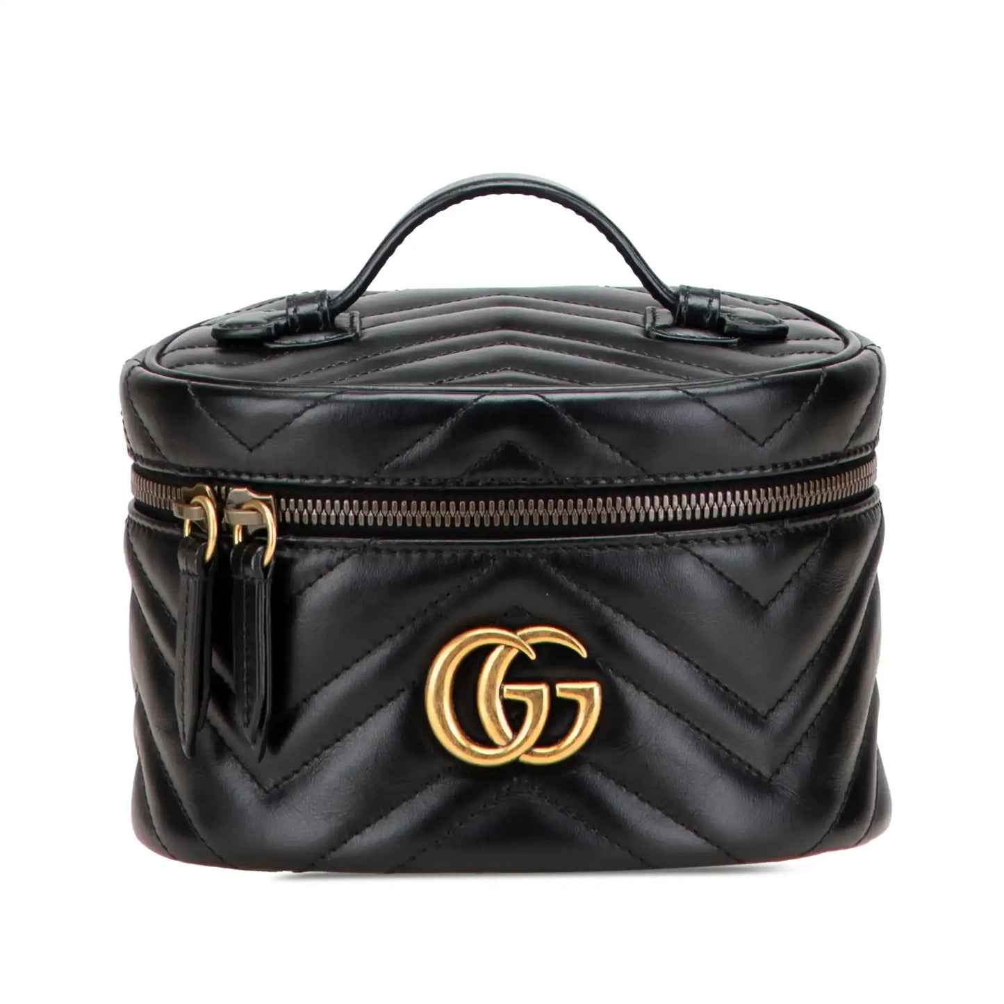 Gucci Mini GG Marmont Round Leather Vanity Bag