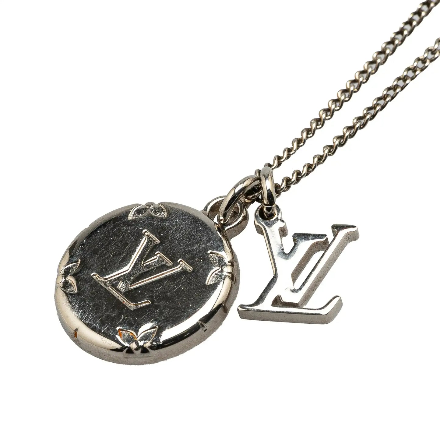 Louis Vuitton Silver Plated Monogram Charms Necklace