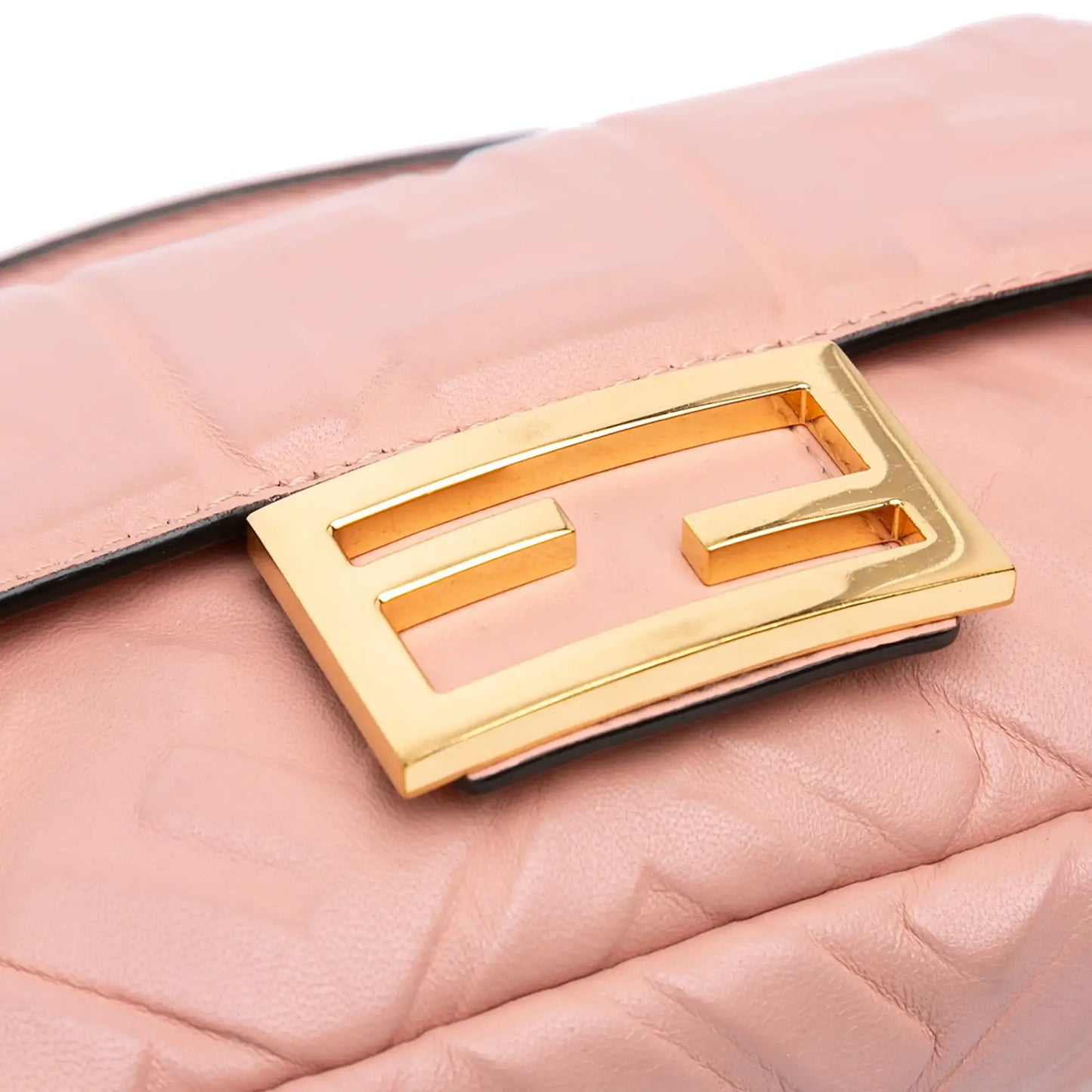 Fendi Mini Zucca Embossed Leather Baguette Satchel