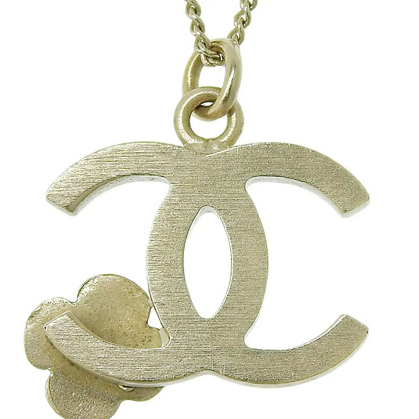 Chanel CC Gold Plated Enamel Camellia Pendant Necklace