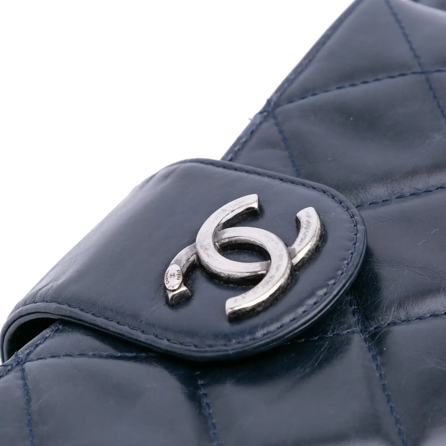 Chanel Quilted Glazed Calfskin Coco Pleats Clutch With Chain