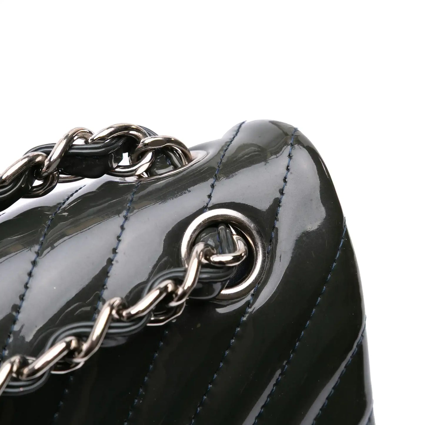 Chanel Jumbo Classic Chevron Patent Double Flap