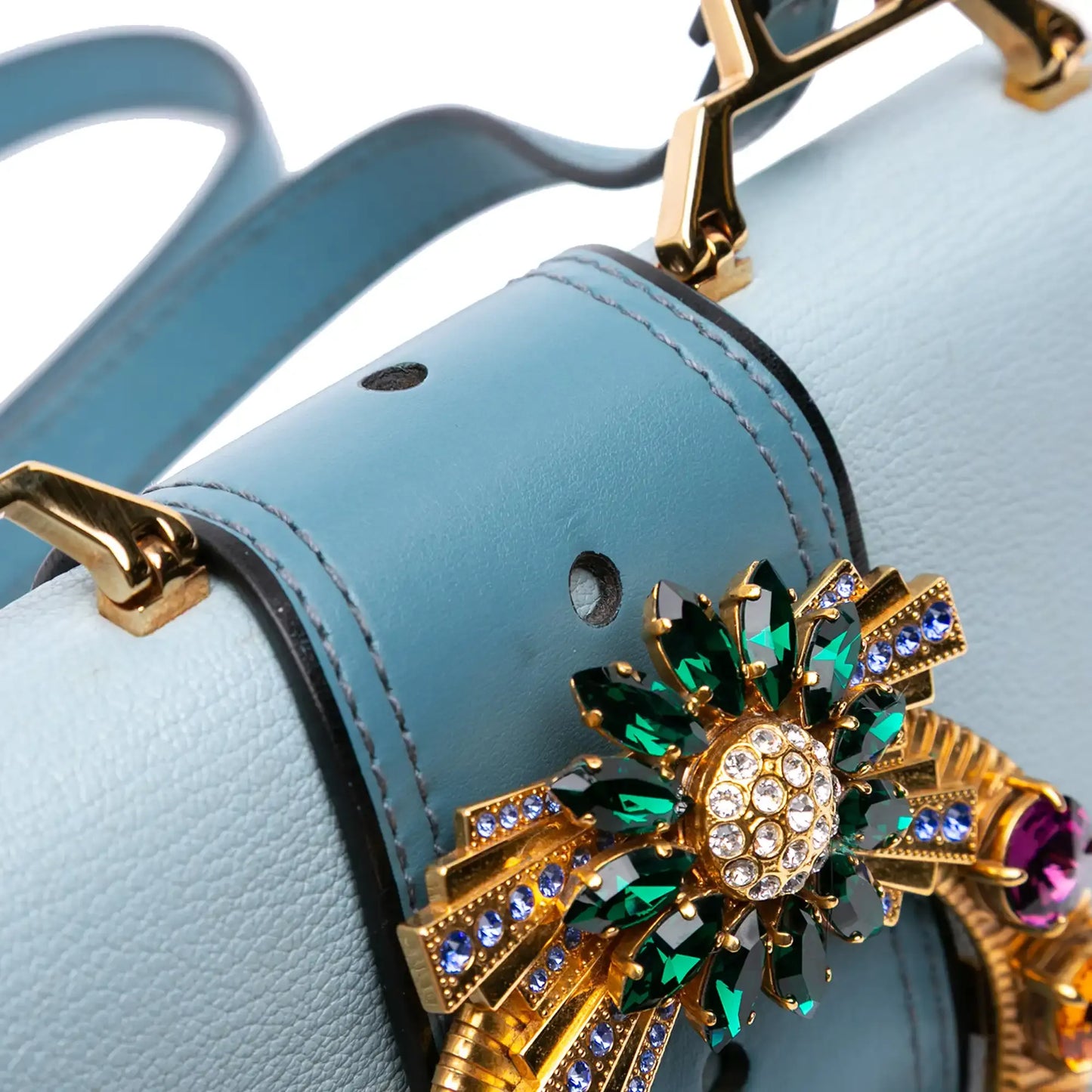 Miu Miu Goatskin Madras Soft Calf Crystal Embellished Crossbody