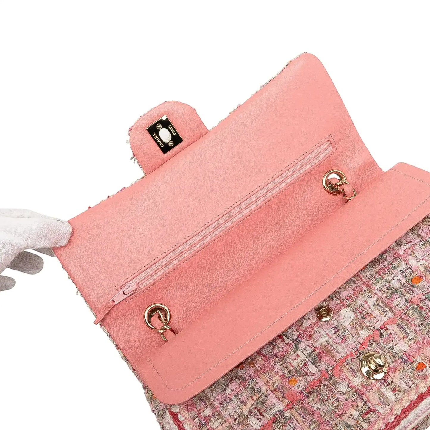 Chanel Medium Classic Quilted Tweed Braided Double Flap