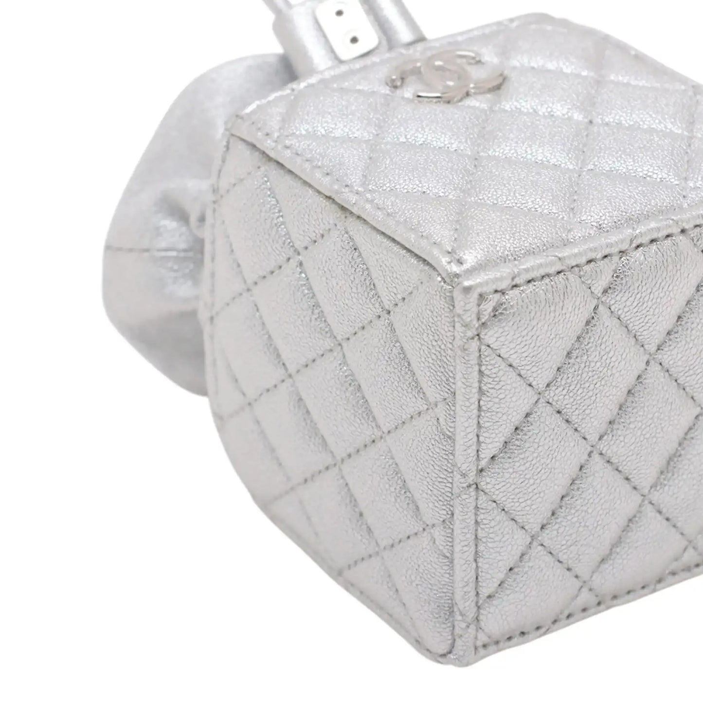 Chanel Mini Quilted Metallic Caviar Drawstring Bucket Bag