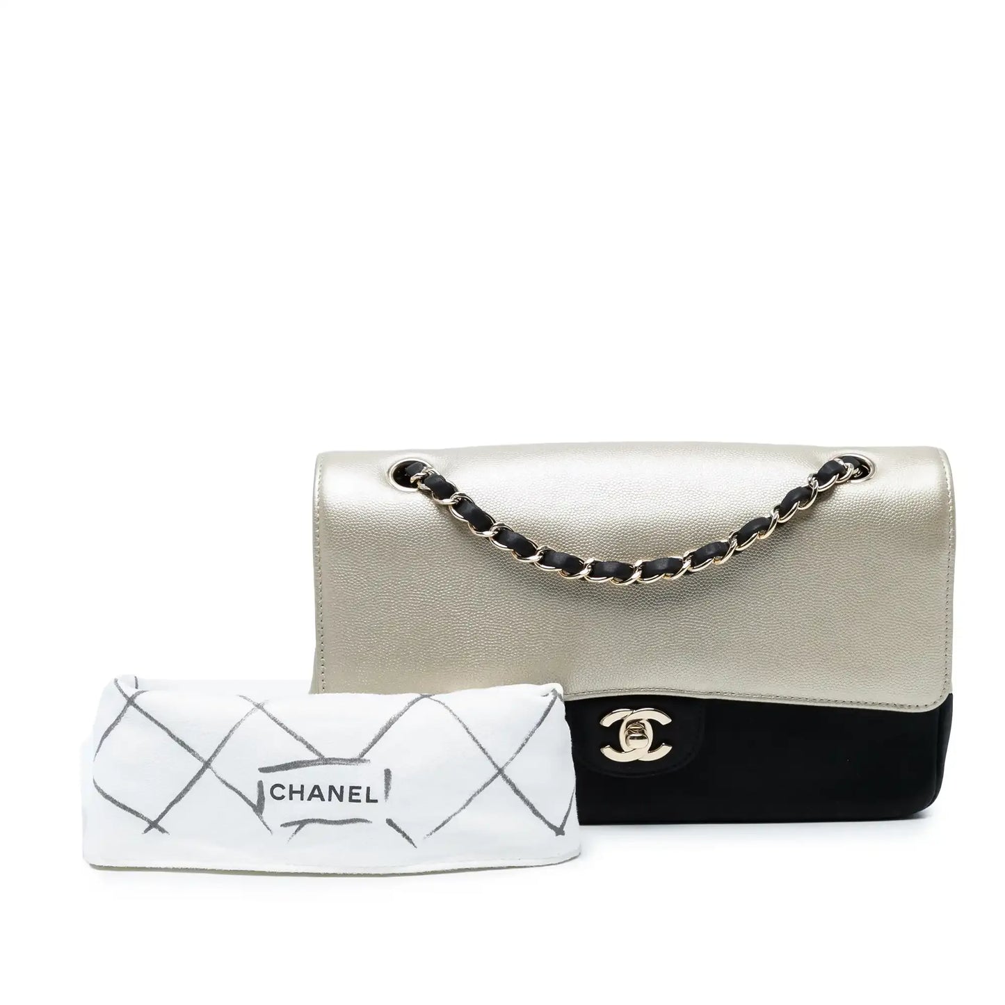 Chanel Medium Classic Bicolor Caviar Double Flap