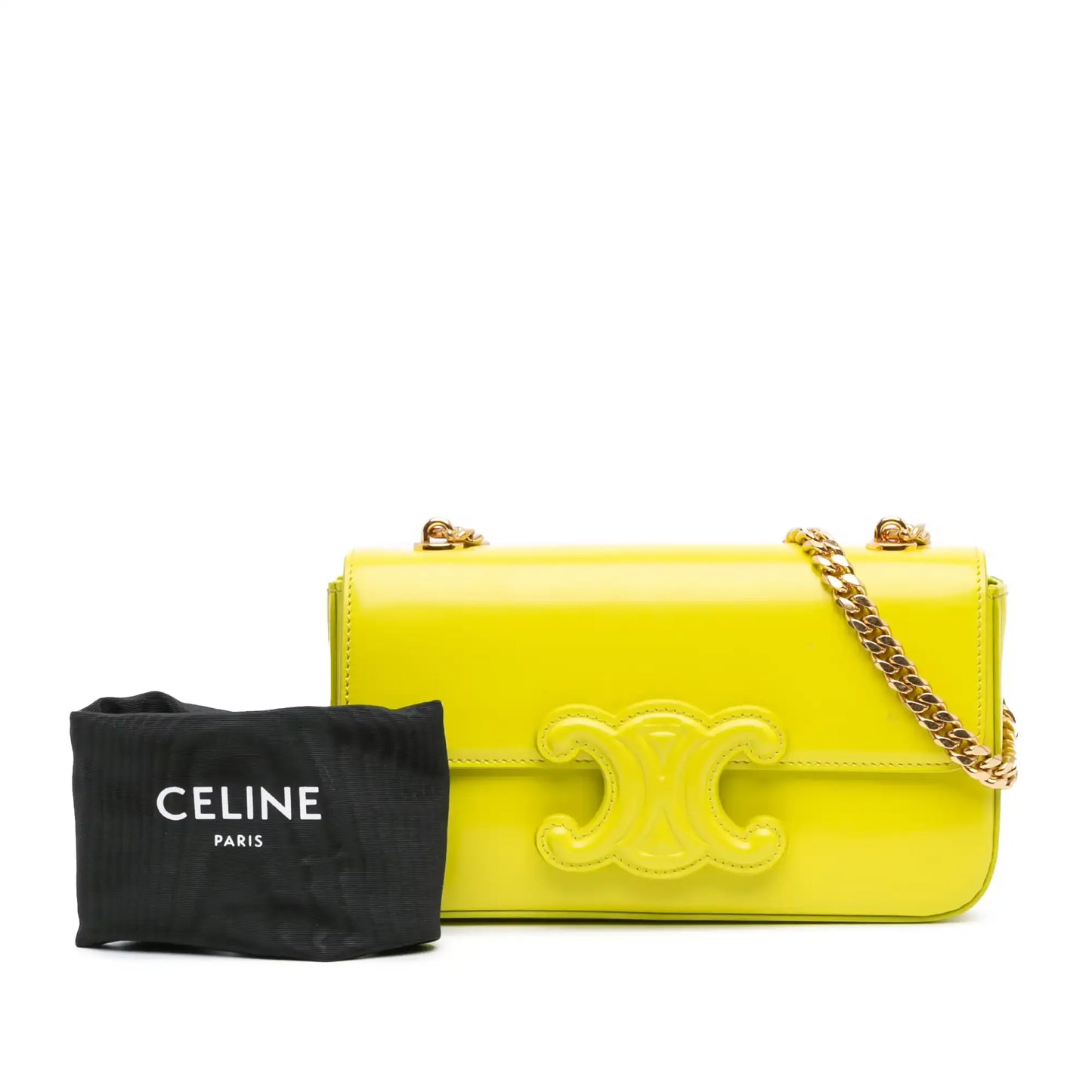 Celine Calfskin Cuir Triomphe Chain Shoulder Bag