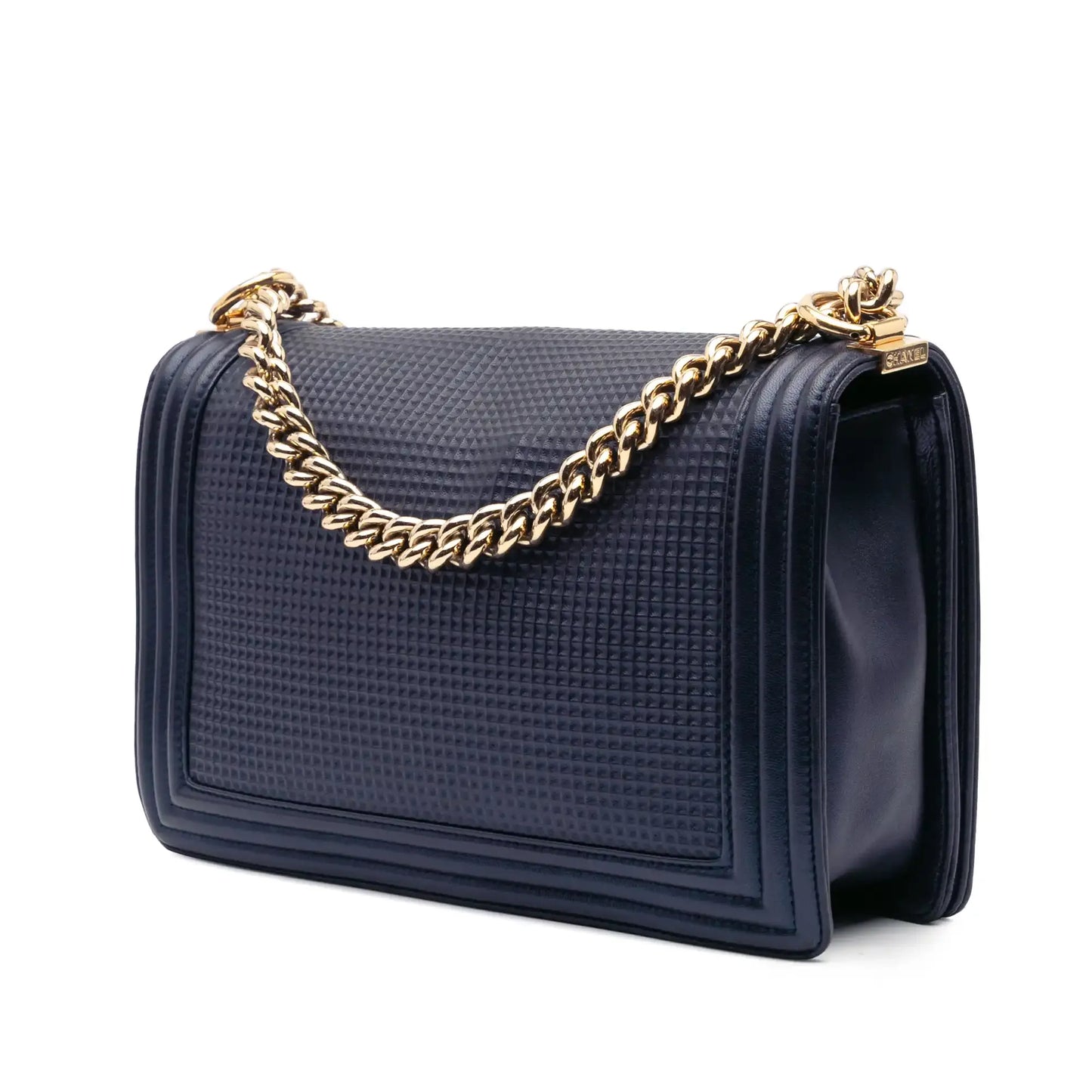 Chanel Medium Lambskin Embossed Cube Boy Flap
