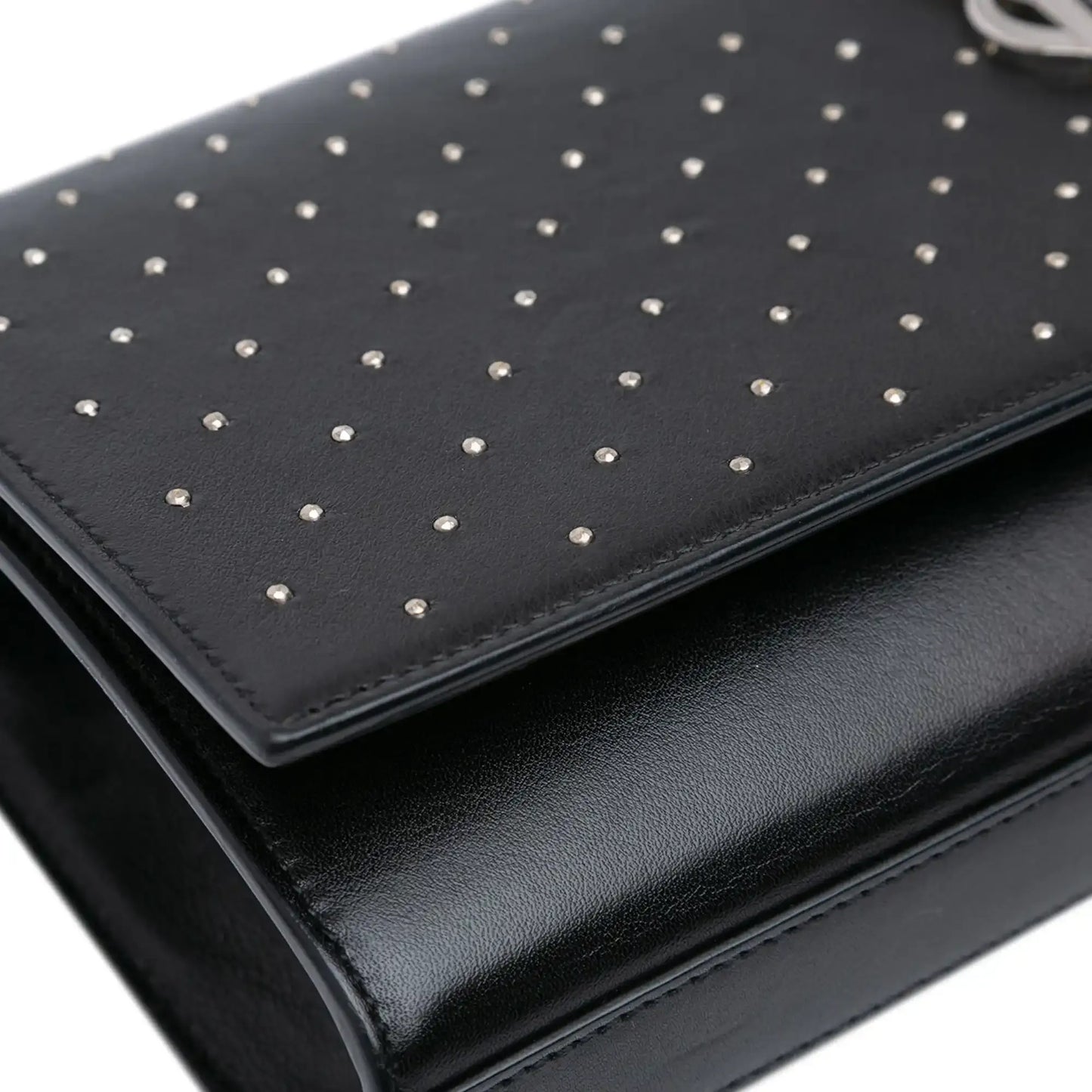 Saint Laurent Leather Monogram Studded Cassandre Clutch