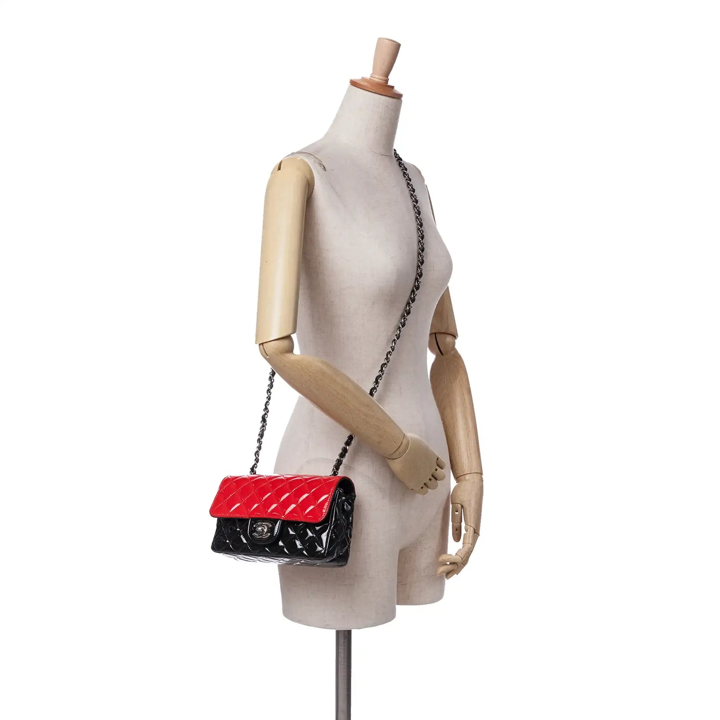 Chanel Mini Rectangular Classic Bicolor Patent Single Flap