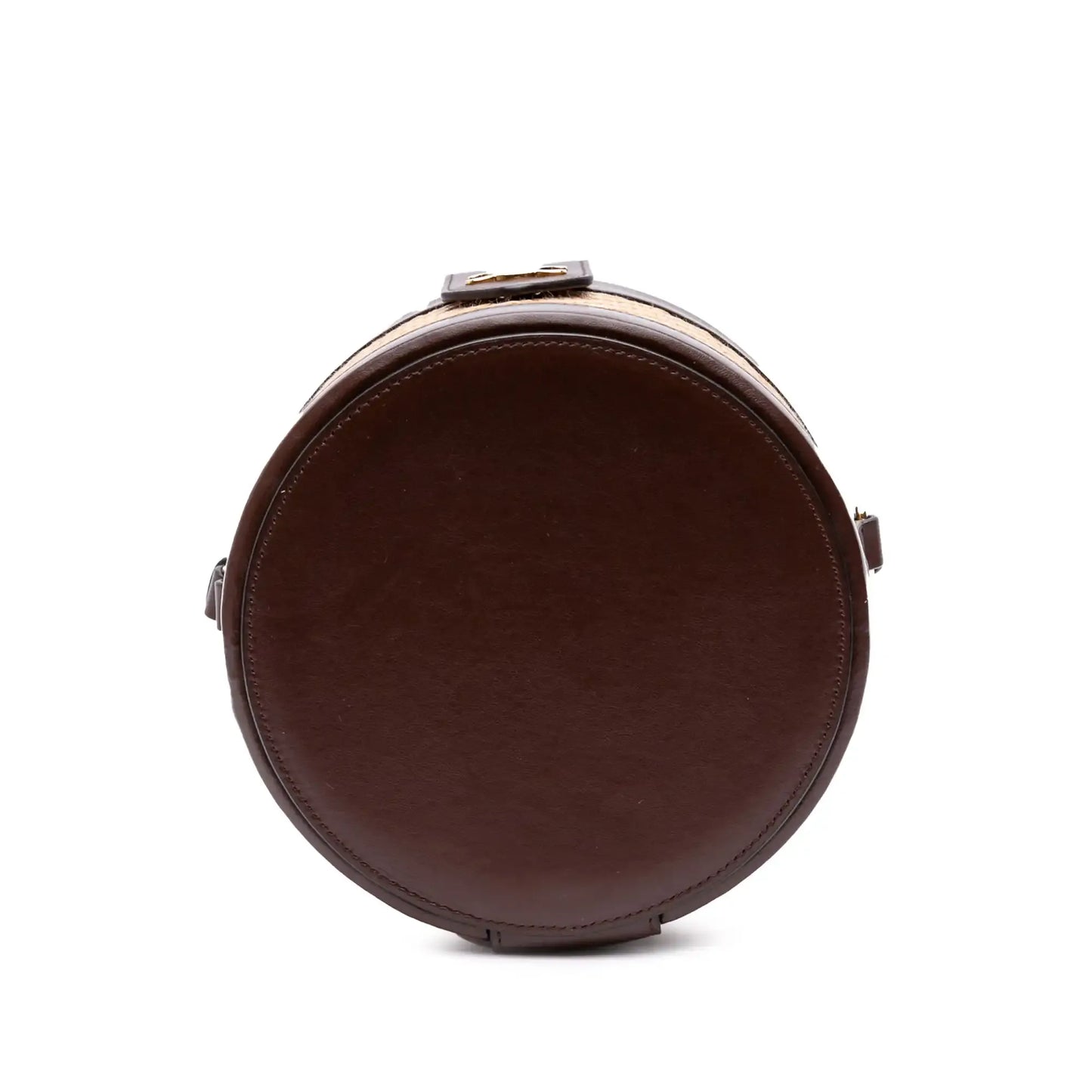 Celine Medium Raffia and Calfskin Triomphe Tambour Vanity Bag
