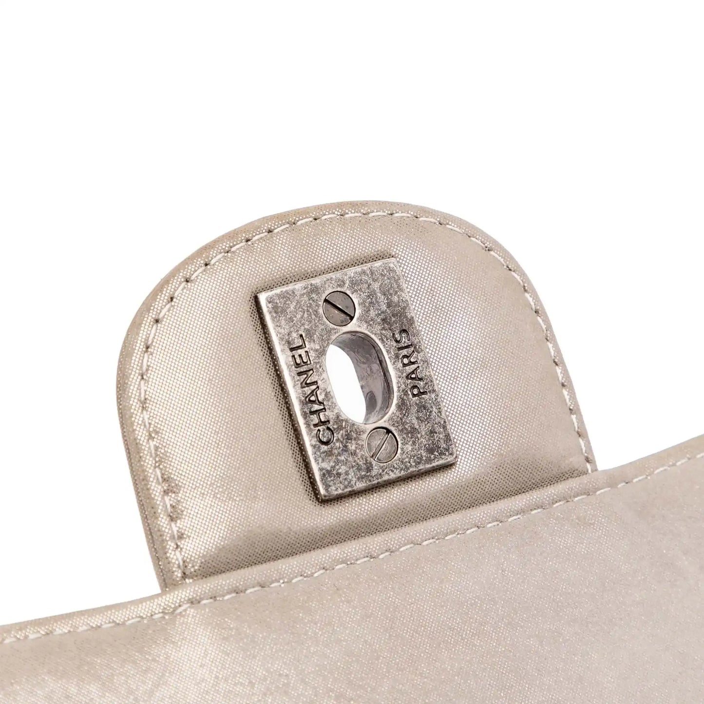 Chanel Mini Square Classic Chevron Iridescent Lambskin Single Flap