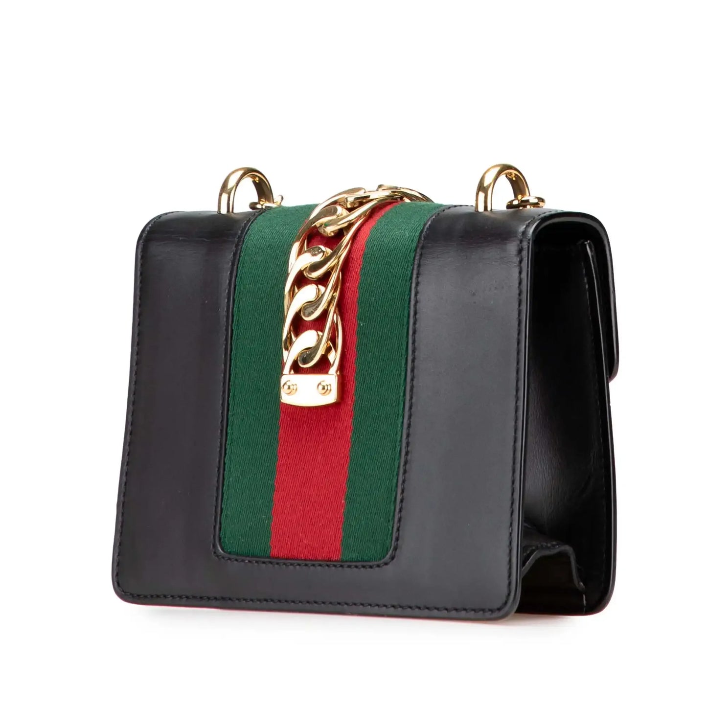 Gucci Mini Leather Web Sylvie Chain Crossbody