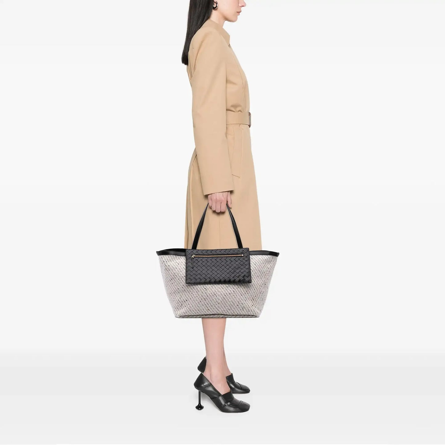 Bottega Veneta Large Wool and Calfskin Flip Flap Tote