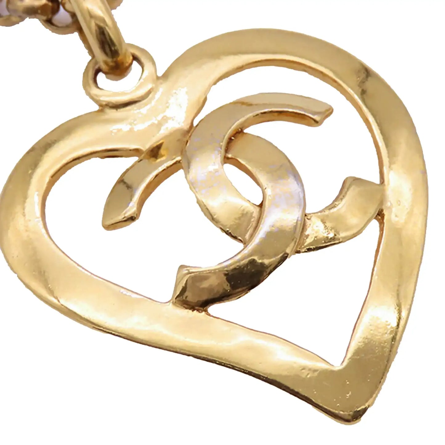 Chanel CC Gold Plated Heart Pendant Necklace