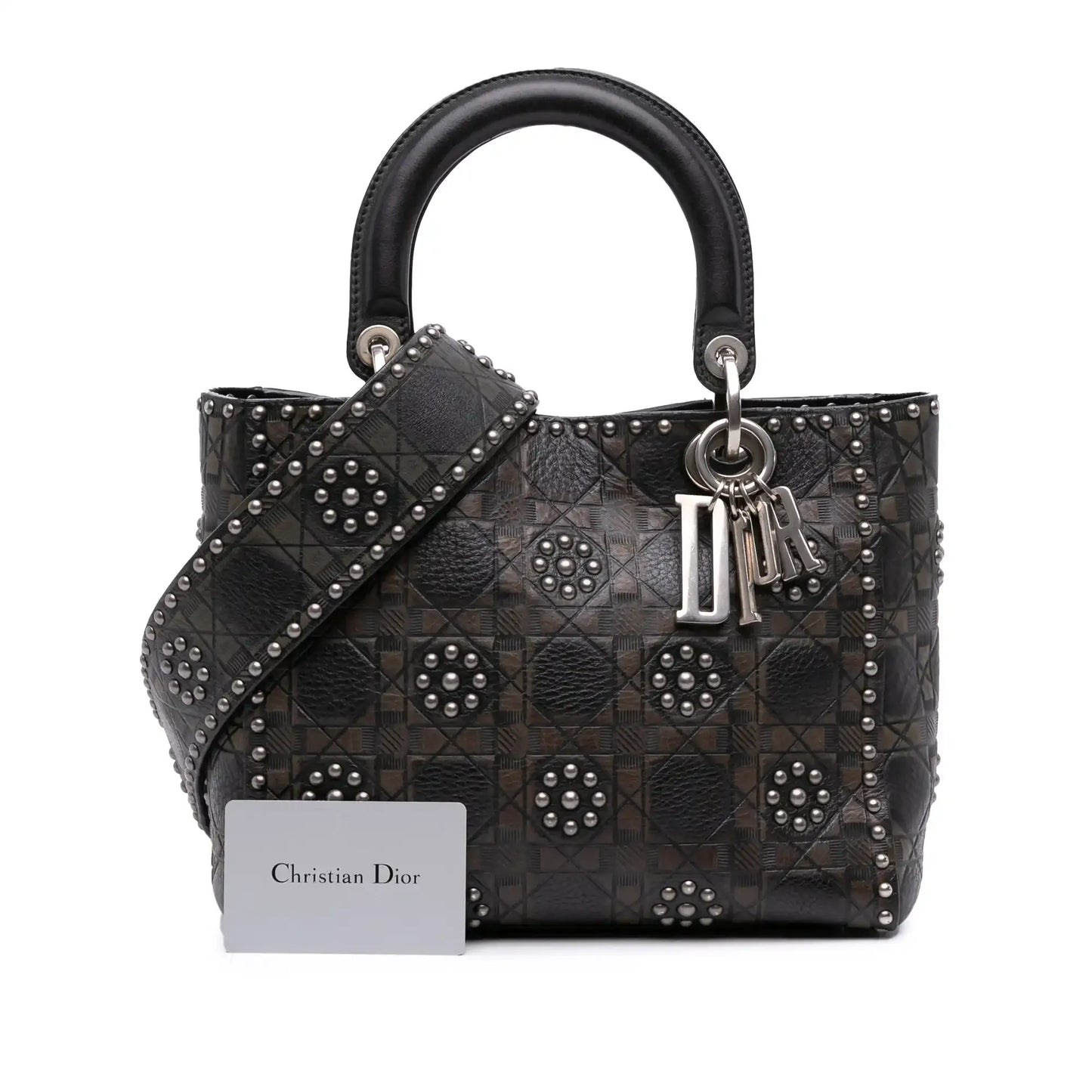 Dior Medium Calfskin Cannage Embossed Flower Studded Supple Lady