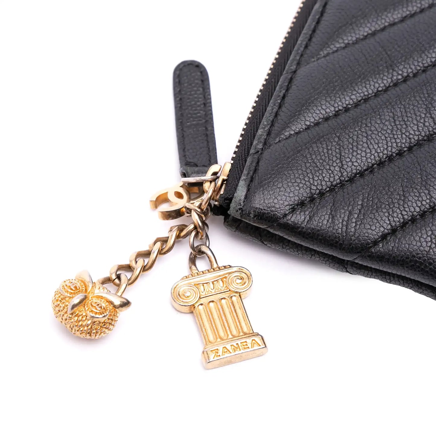 Chanel Large Chevron Caviar Ancient Greek Charms O Case Clutch