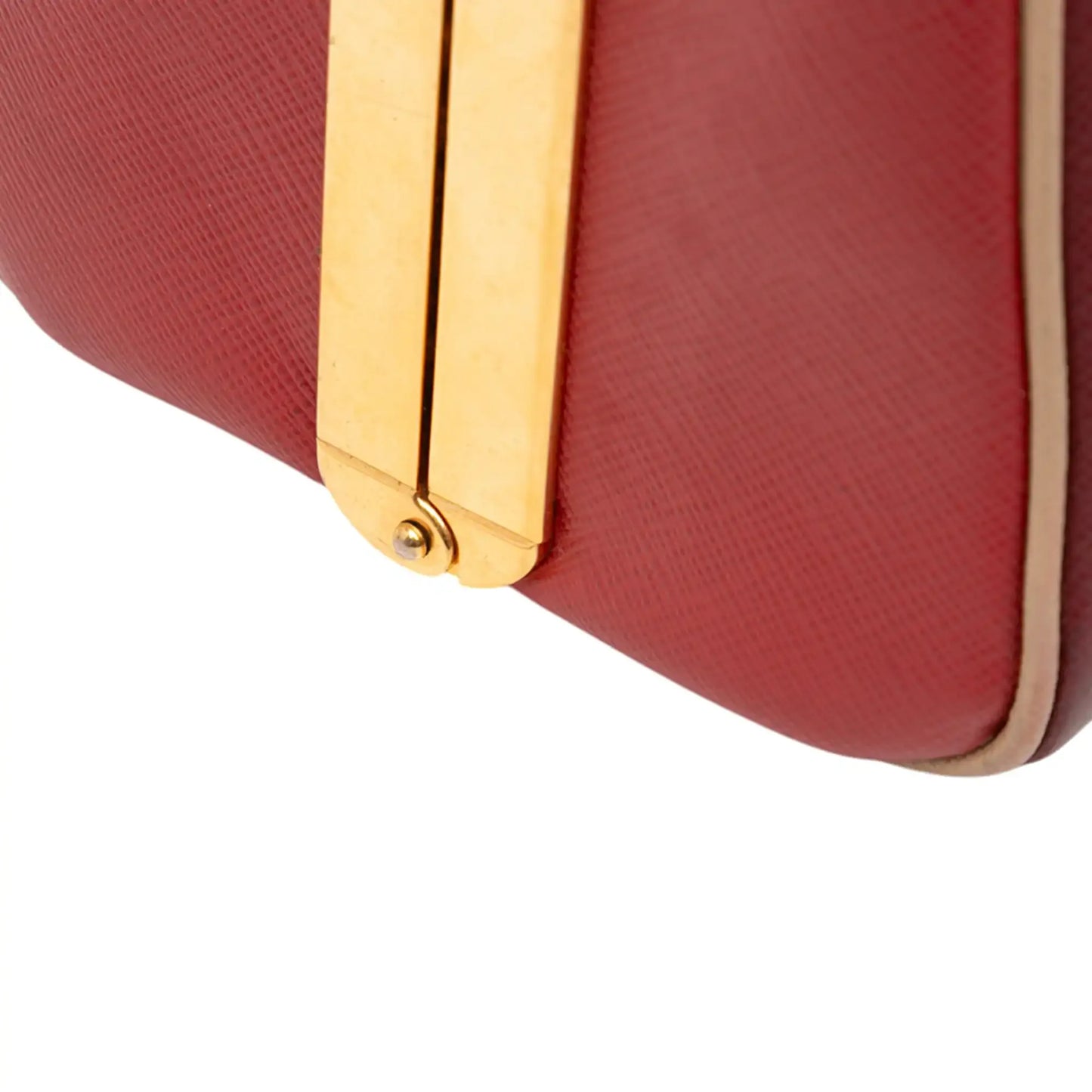 Prada Saffiano Lux Pyramid Frame Top Handle Bag