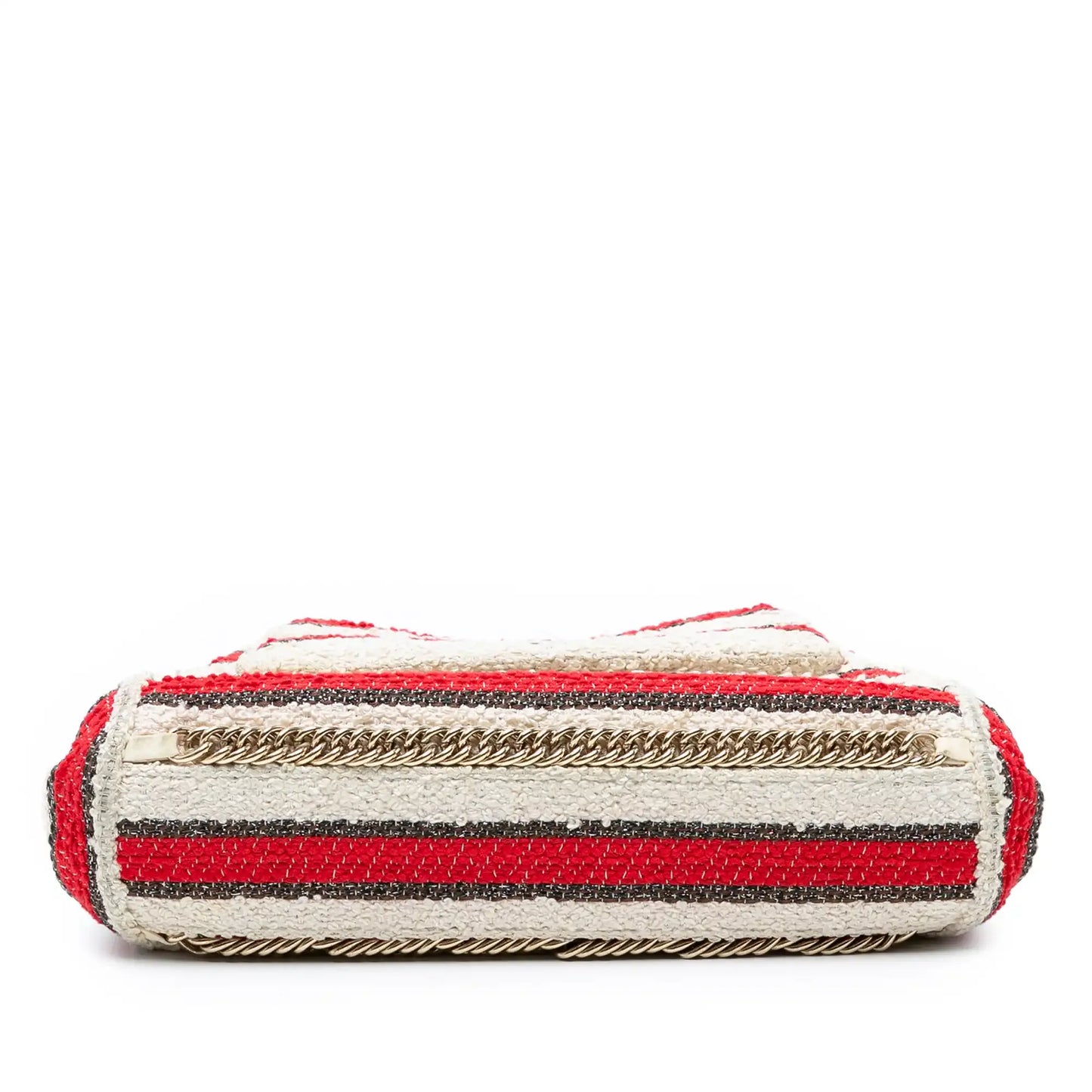 Chanel CC Quilted Tweed Striped Single Flap