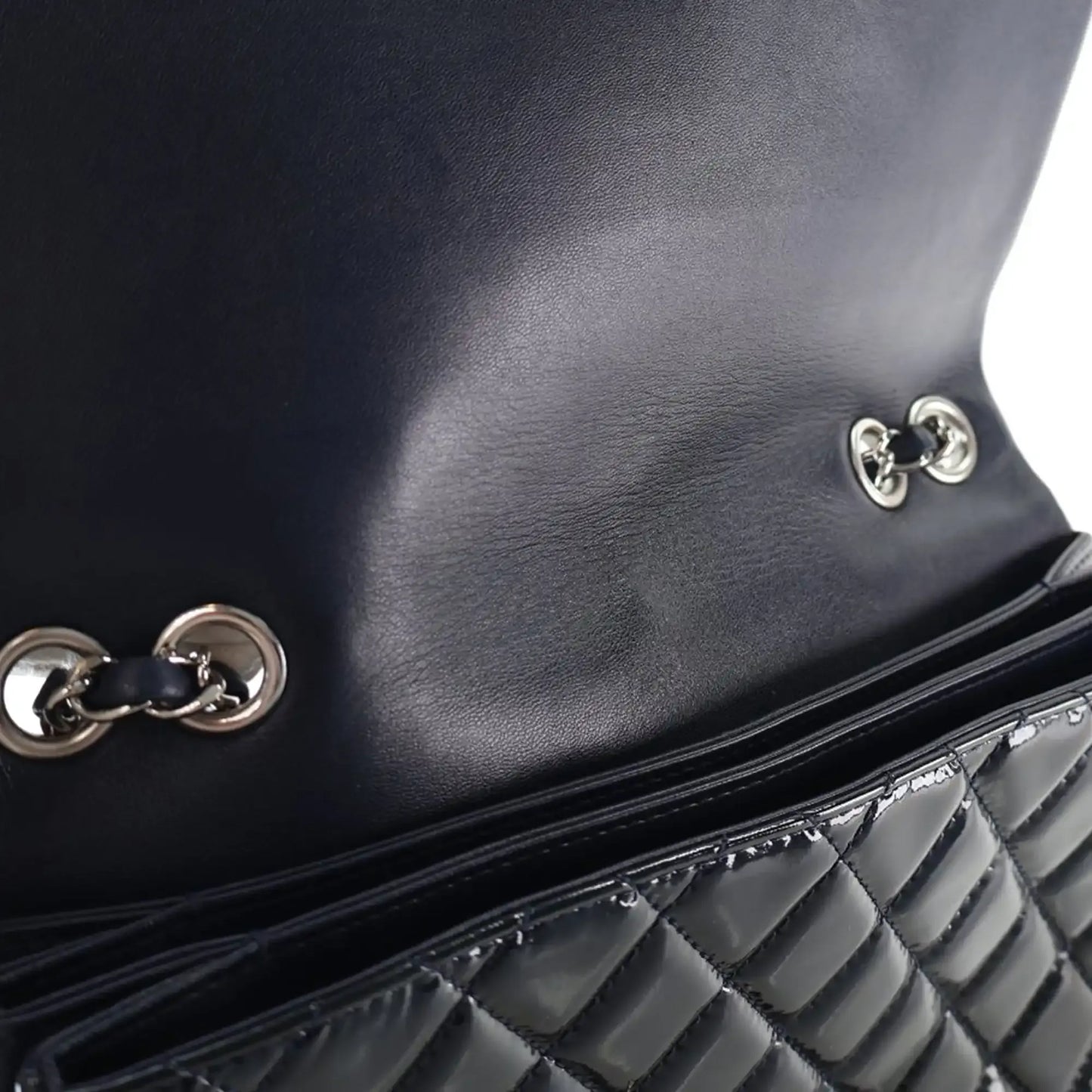 Chanel Jumbo Quilted Patent 3 Compartment Flap