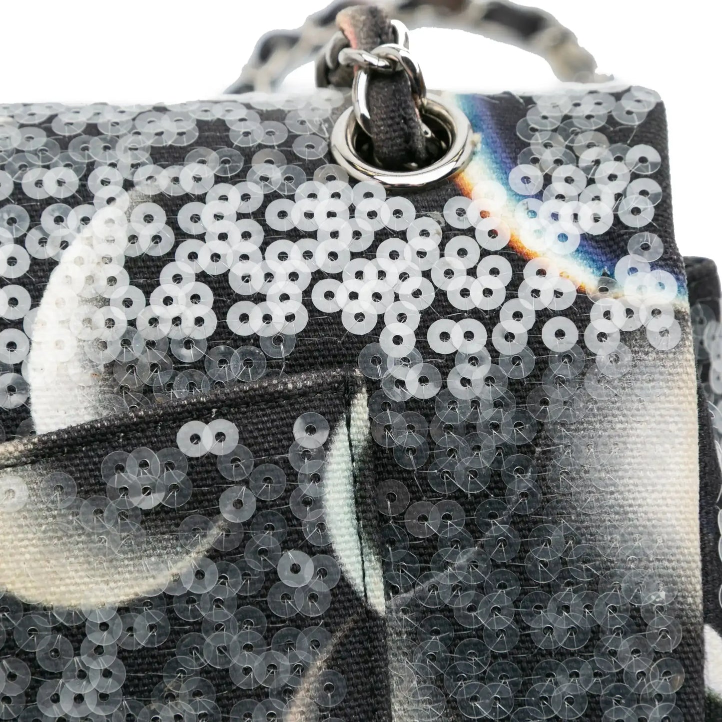 Chanel Medium Classic Canvas Sequin Moon Double Flap