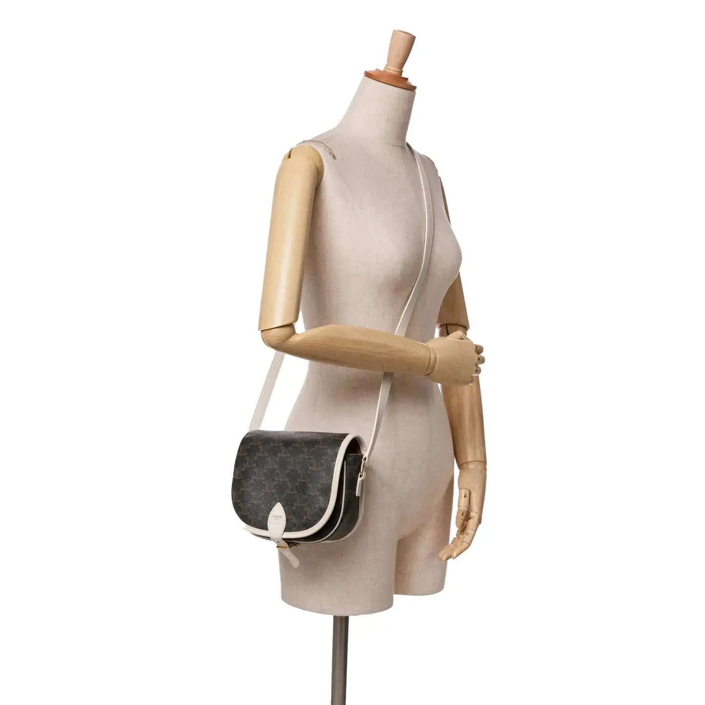 Celine Medium Triomphe Coated Canvas Folco Crossbody