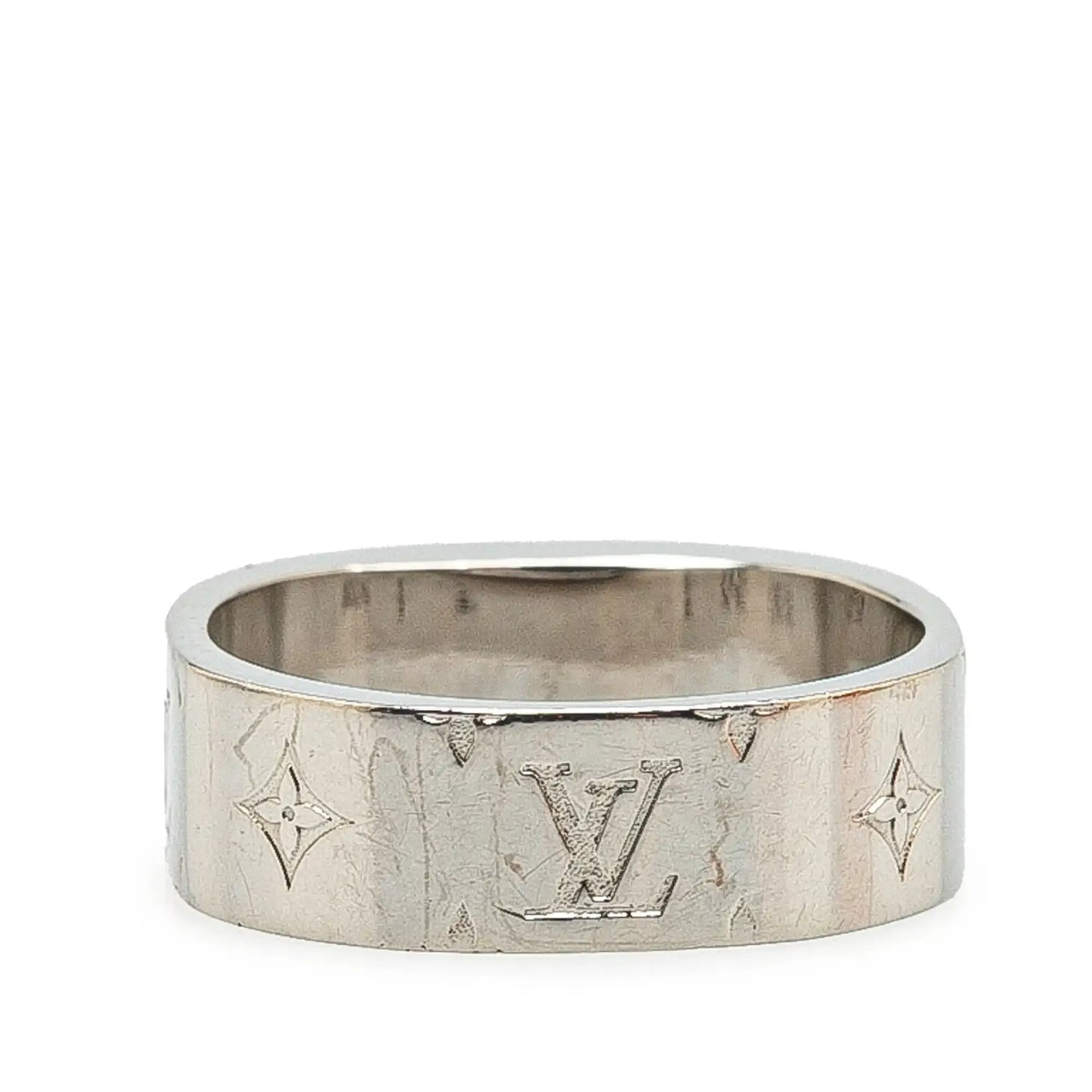 Louis Vuitton Silver Tone Nanogram Ring