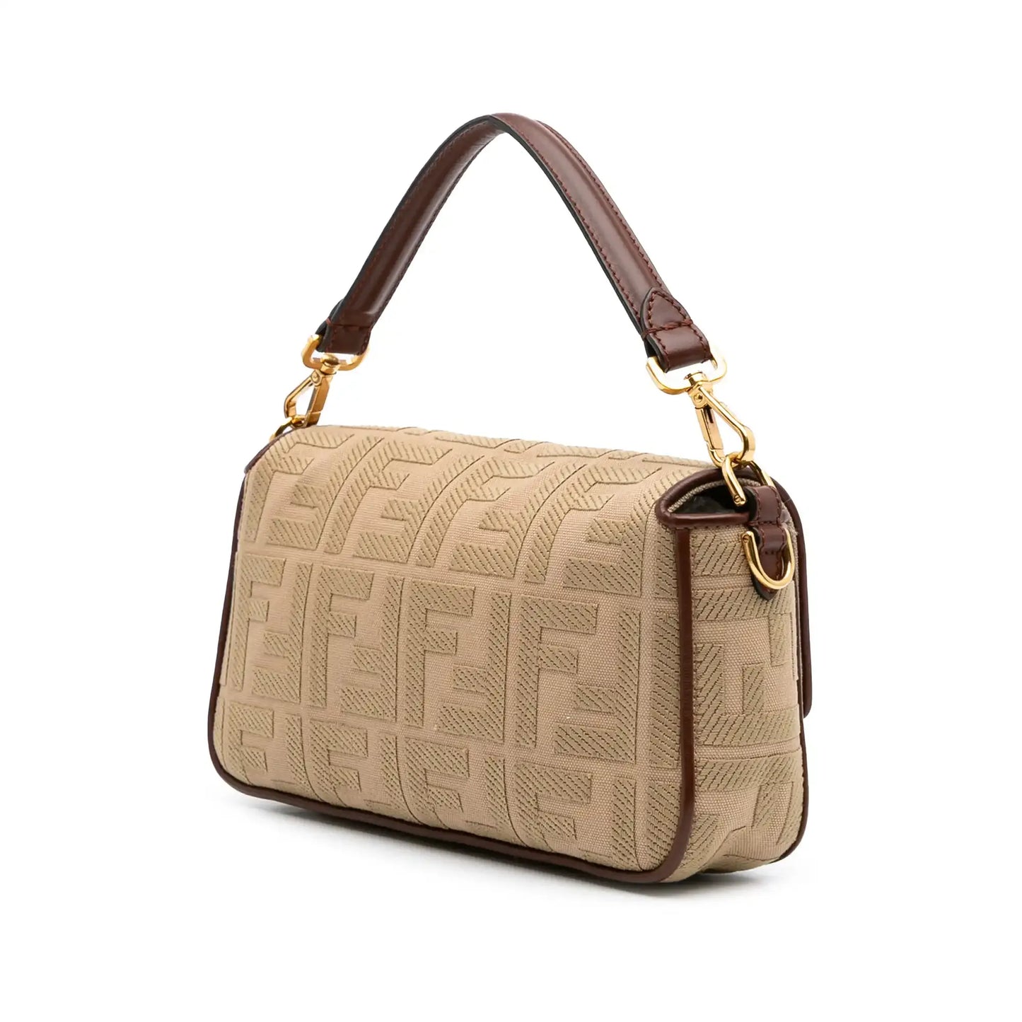 Fendi Medium Embroidered Canvas Baguette Satchel