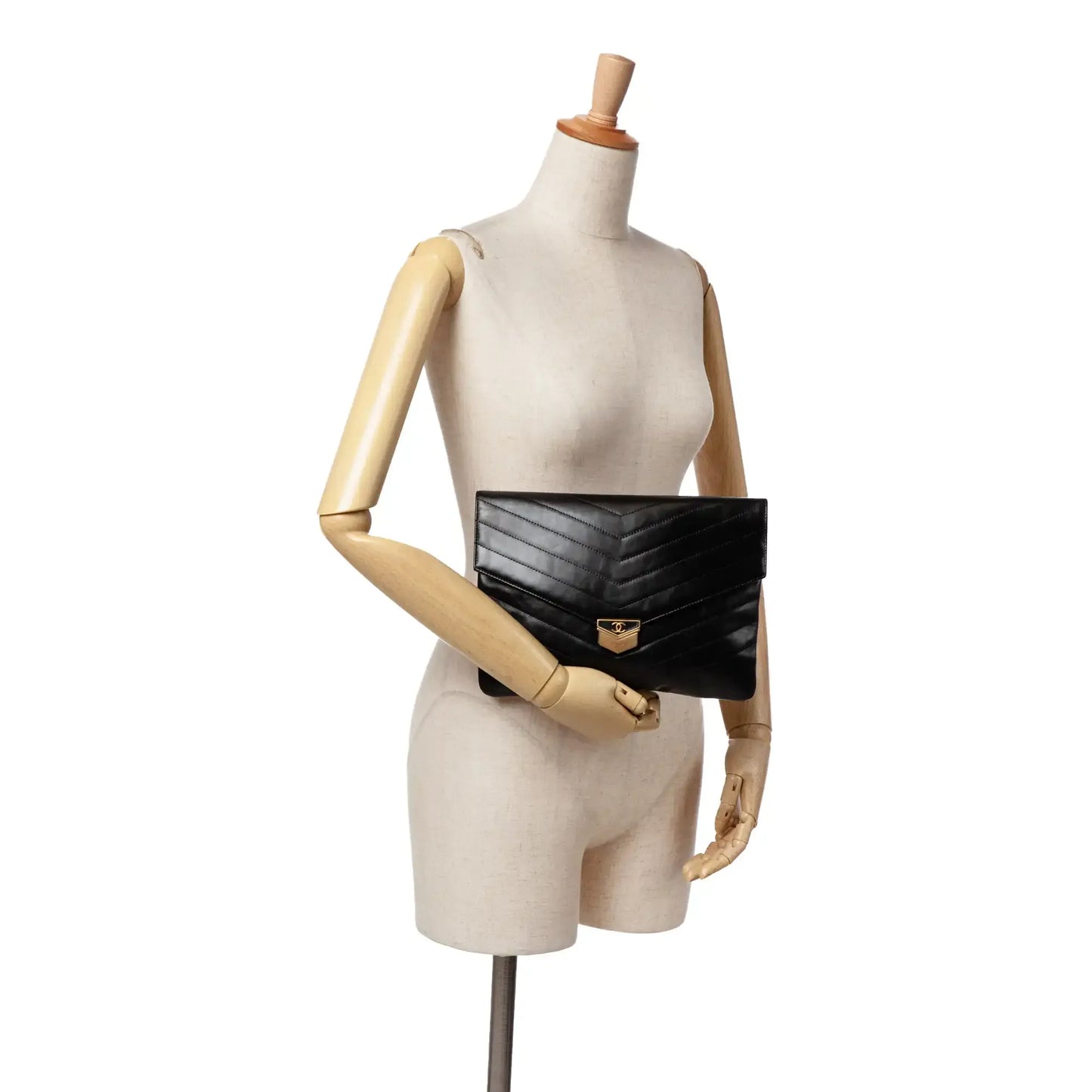 Chanel Paris Hamburg Chevron Lambskin Clutch