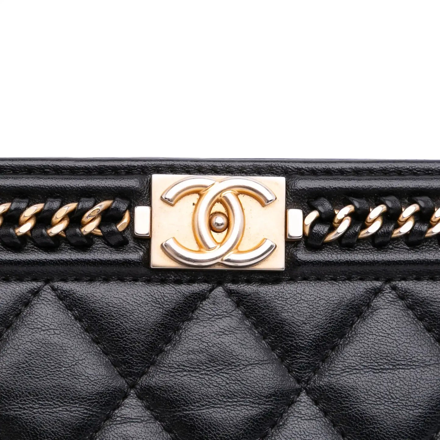 Chanel Quilted Calfskin Chain Around Boy Wallet On Chain