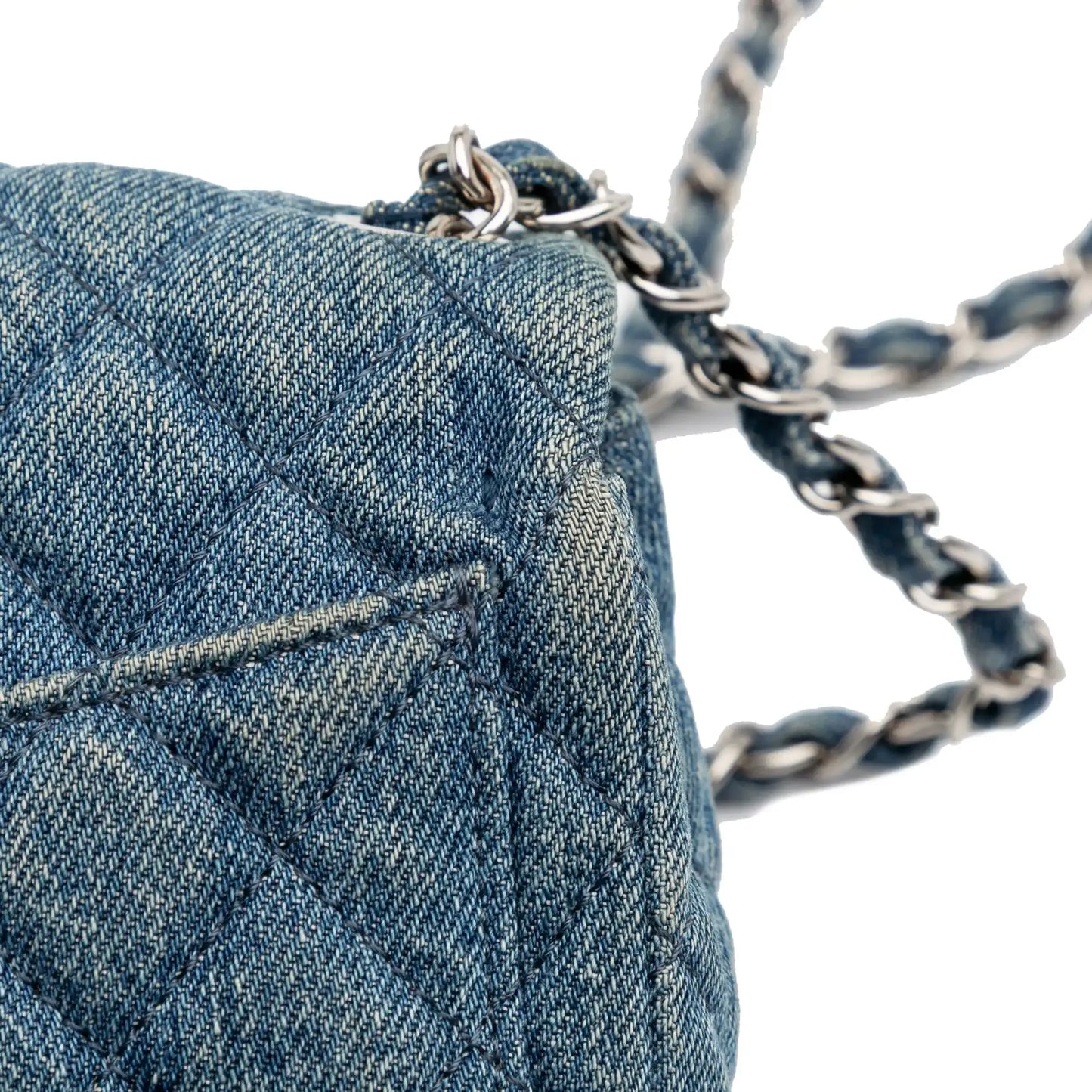Chanel Mini Square CC Quilted Denim Single Flap