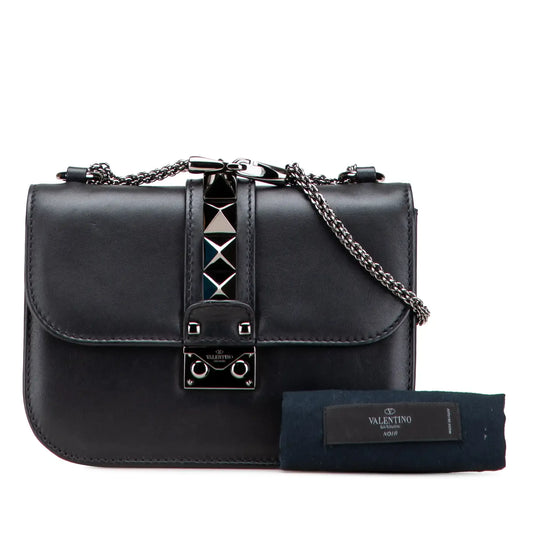 Valentino Small Leather Rockstud Glam Lock Crossbody