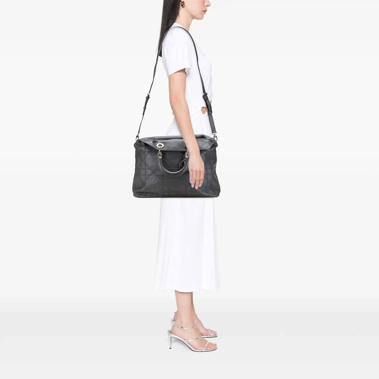 Dior Large Lambskin Cannage Polochon Granville Satchel