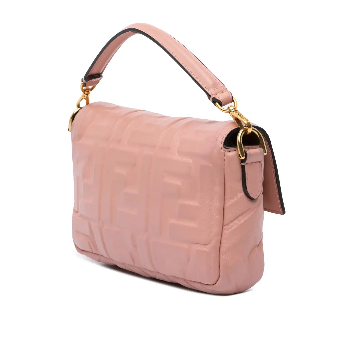 Fendi Mini Zucca Embossed Leather Baguette Satchel