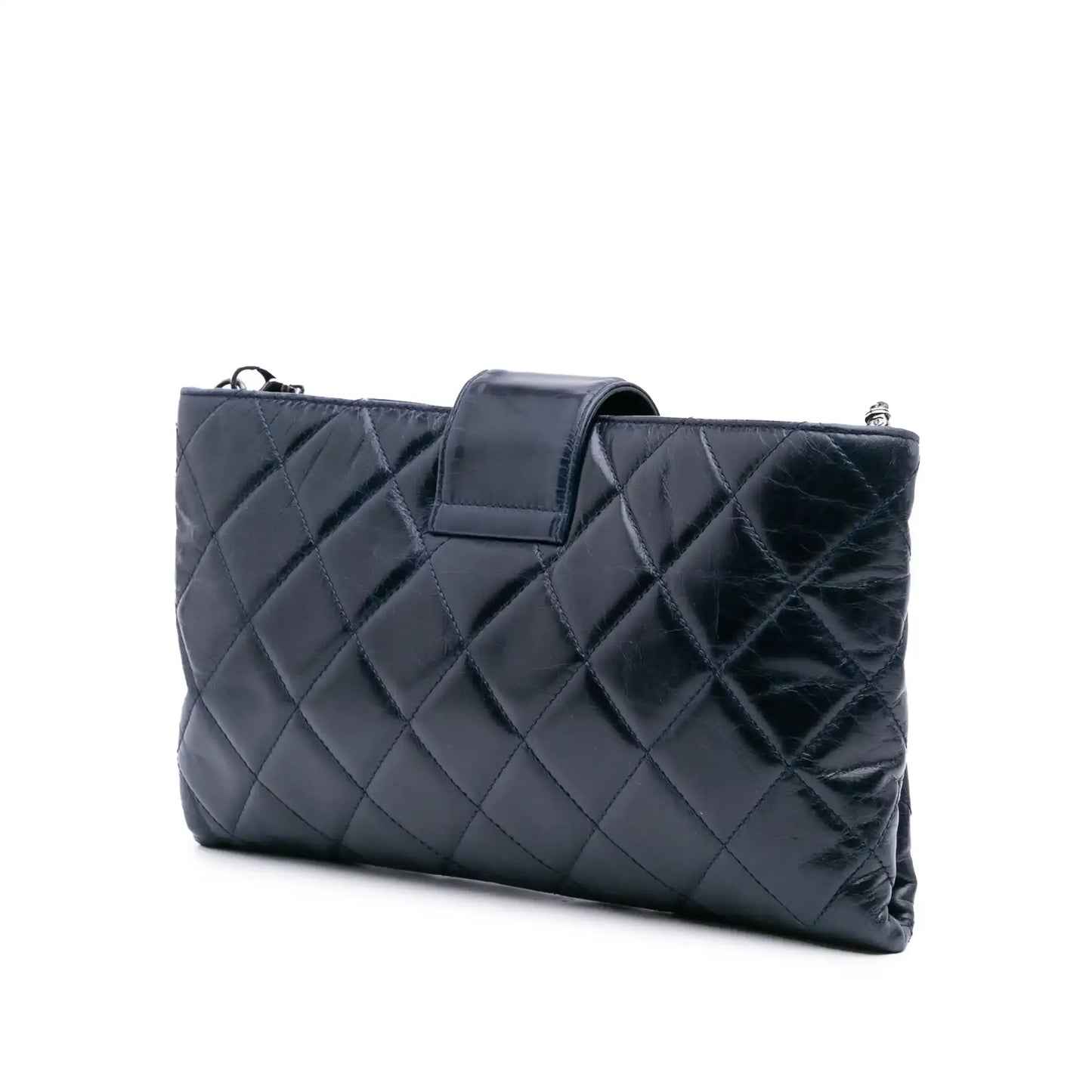 Chanel Quilted Glazed Calfskin Coco Pleats Clutch With Chain