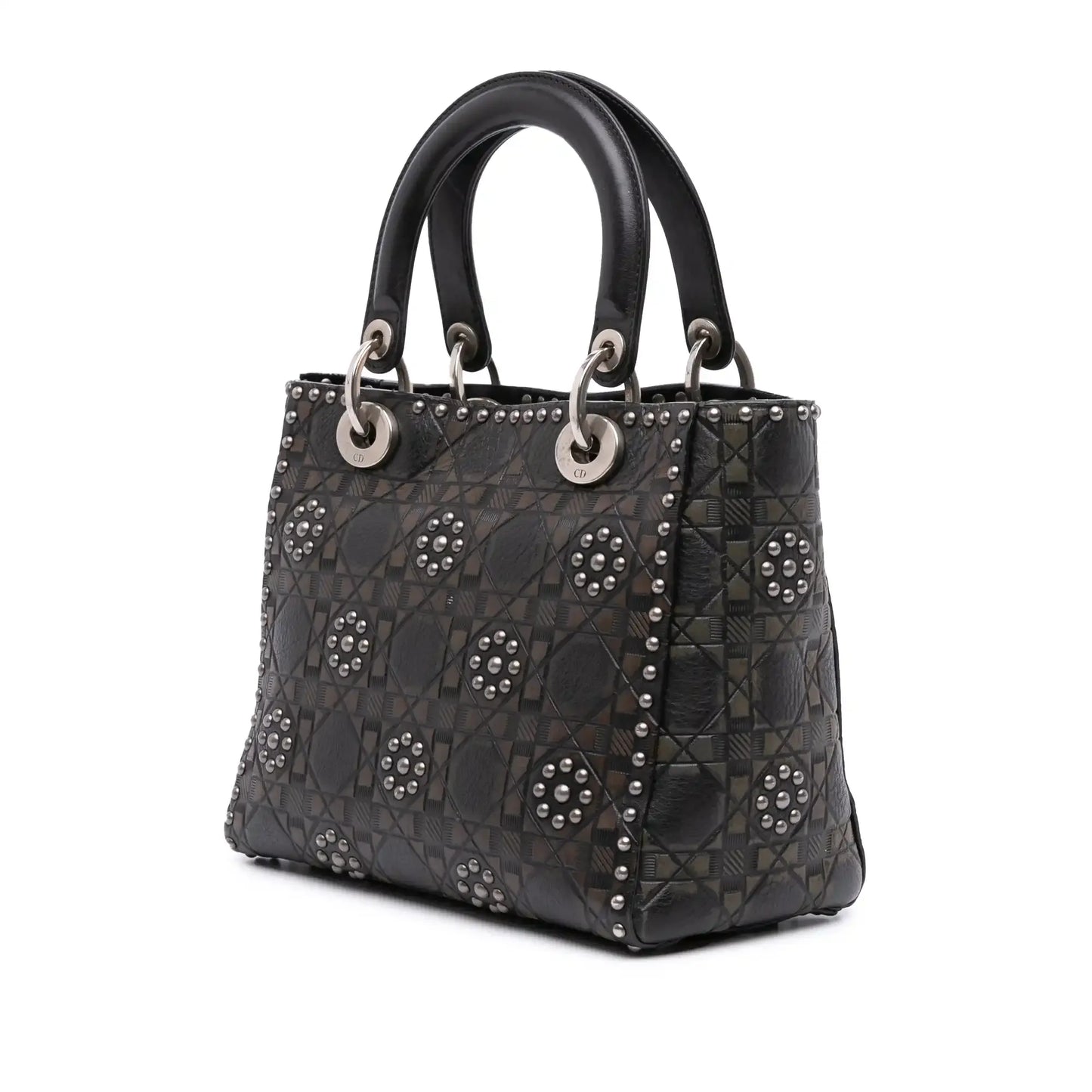 Dior Medium Calfskin Cannage Embossed Flower Studded Supple Lady